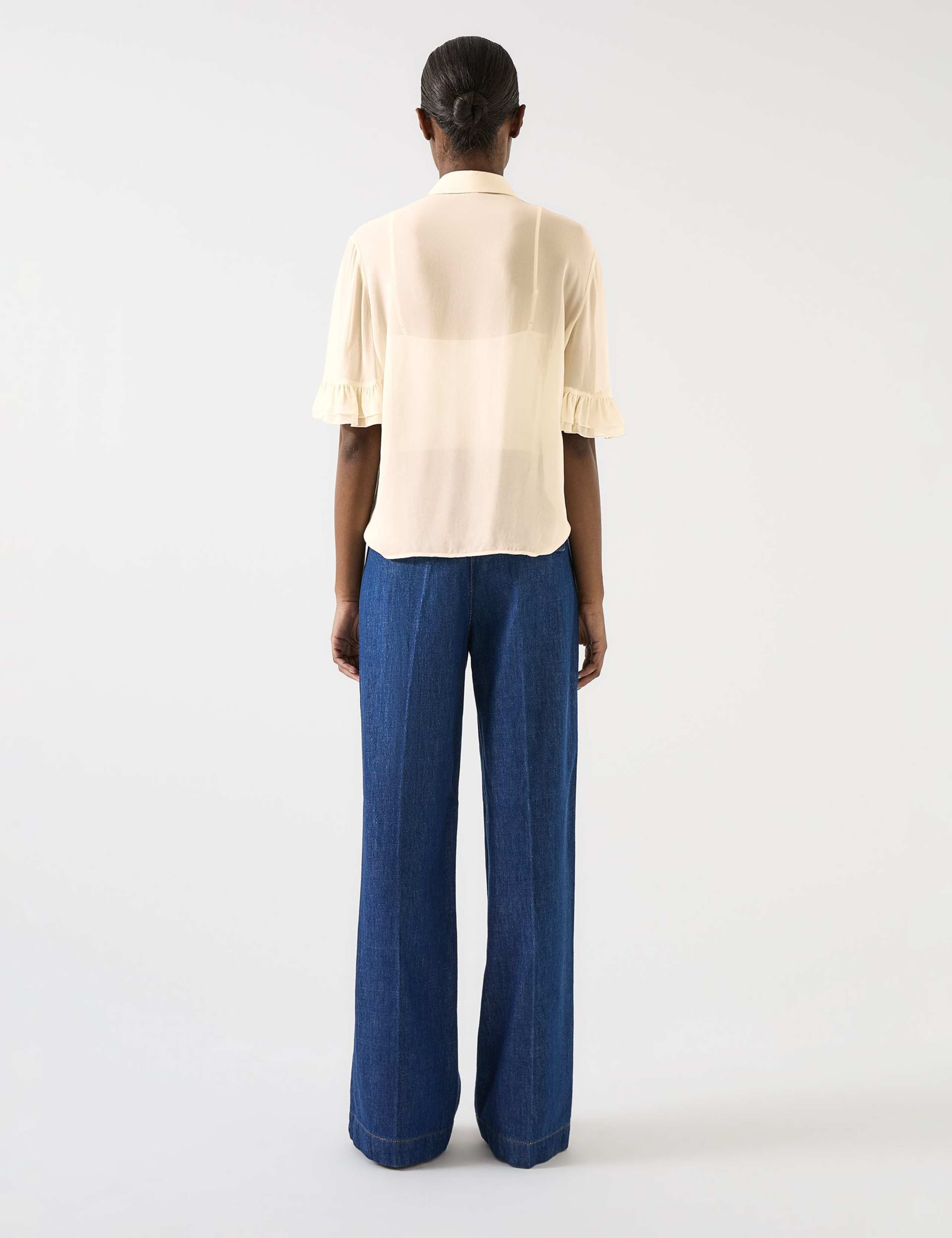 Chiffon Collared Tie Neck Ruffle Blouse 3 of 6