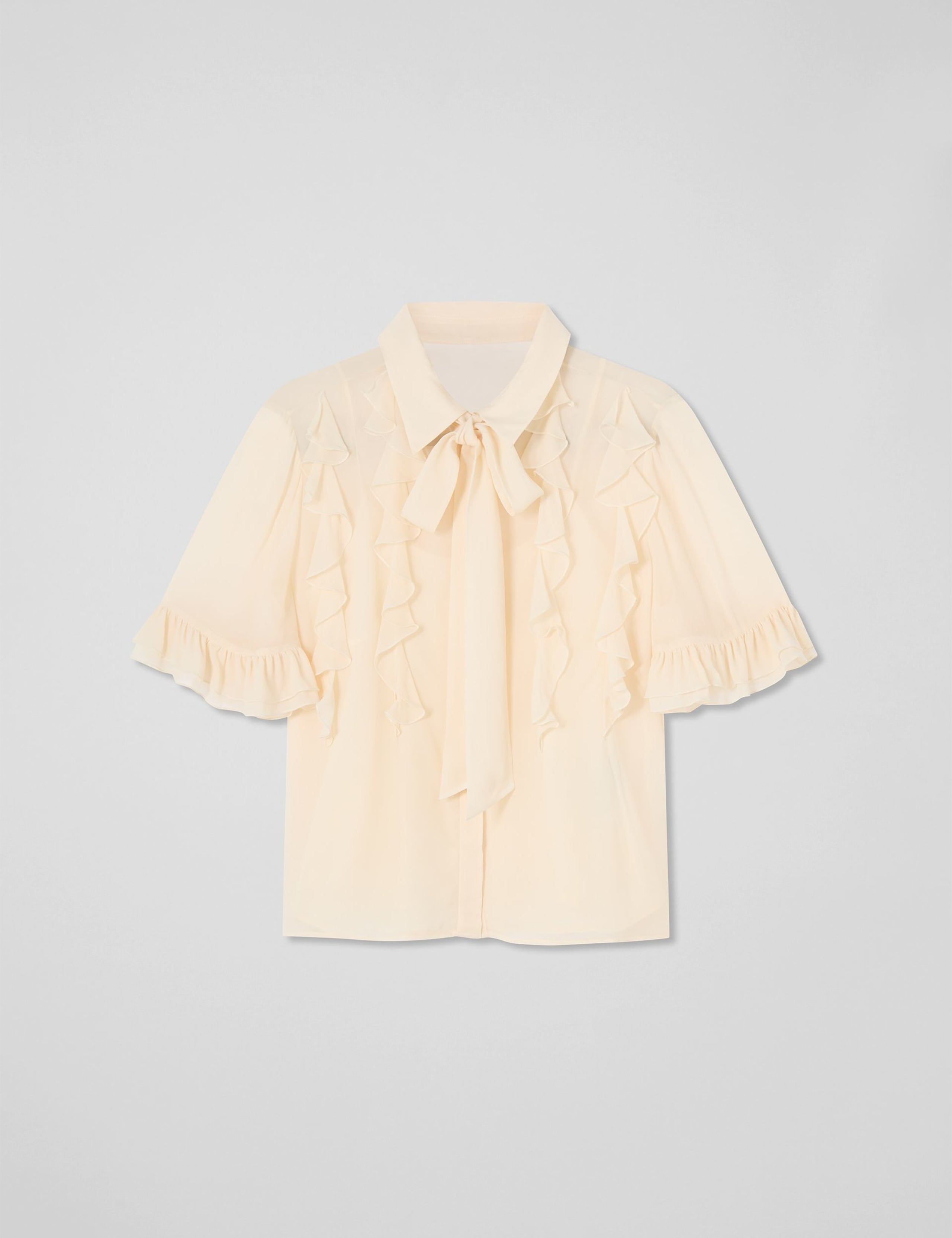 Chiffon Collared Tie Neck Ruffle Blouse 5 of 6