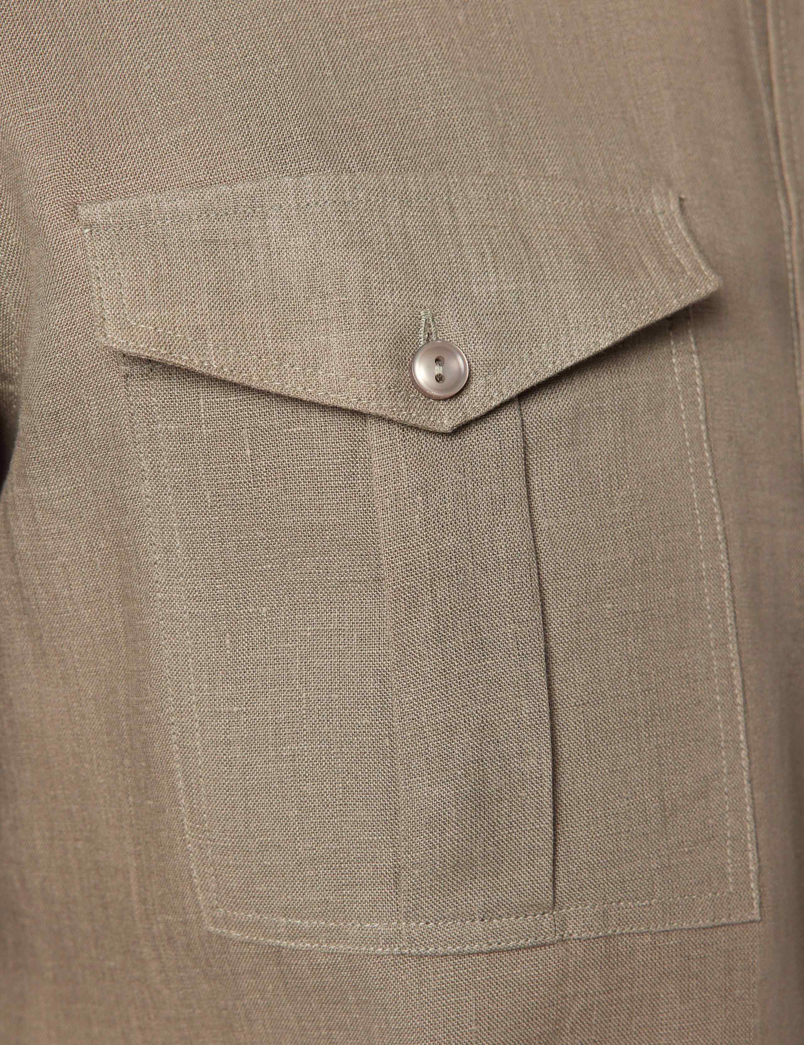 Slim Fit Pure Linen Utility Shirt 3 of 3