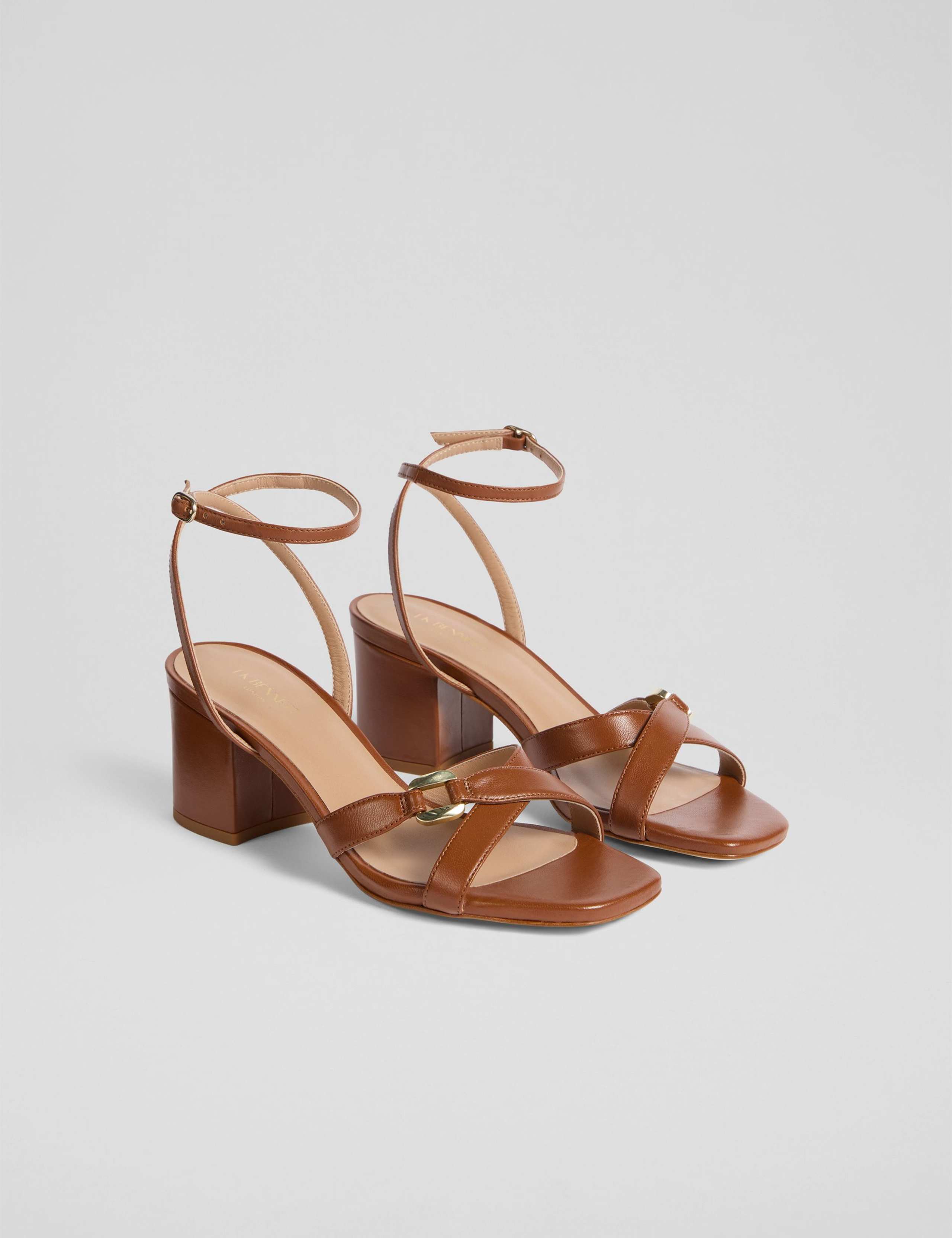 Leather Ankle Strap Block Heel Sandals 3 of 4