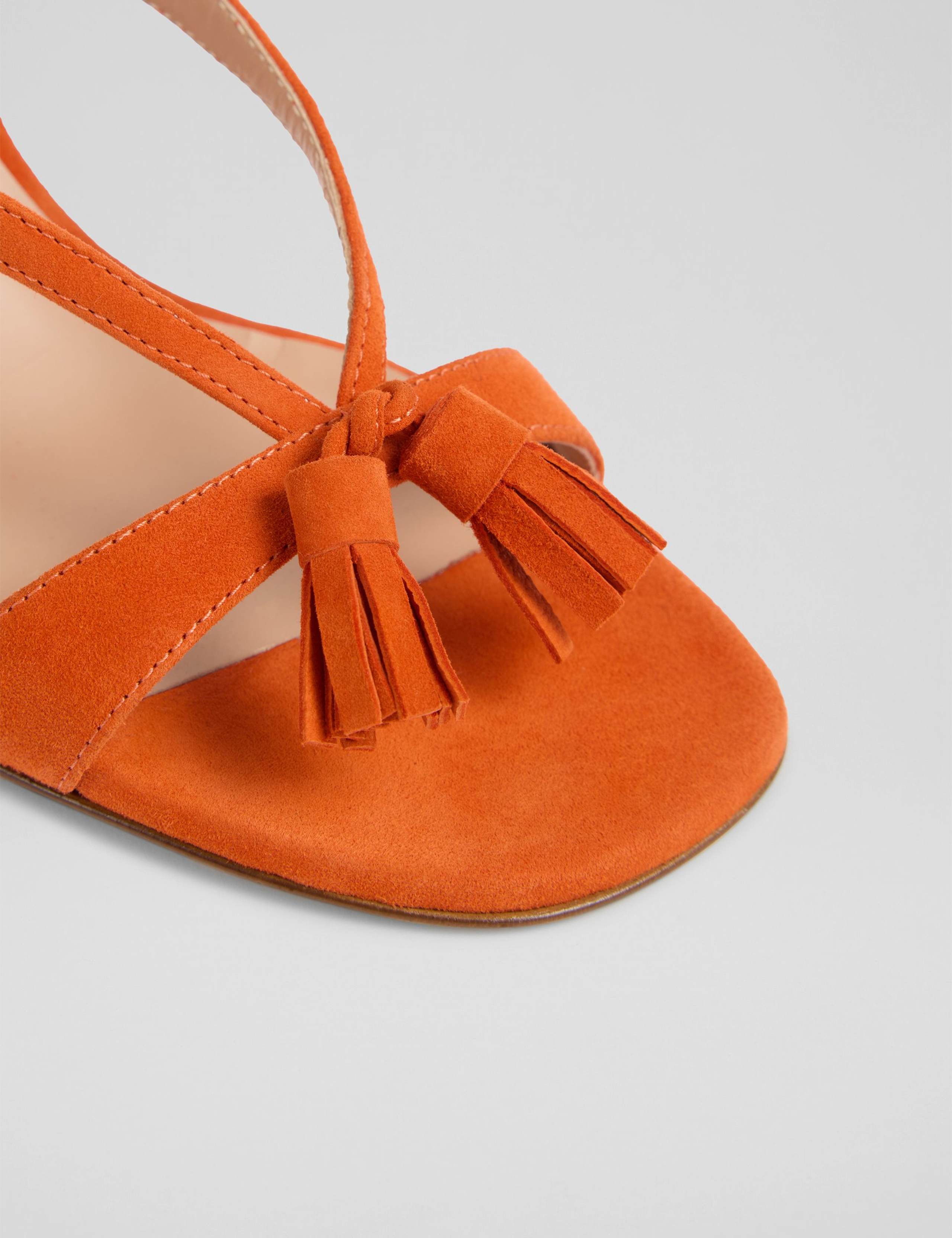 Suede Strappy Tassel Block Heel Sandals 4 of 4