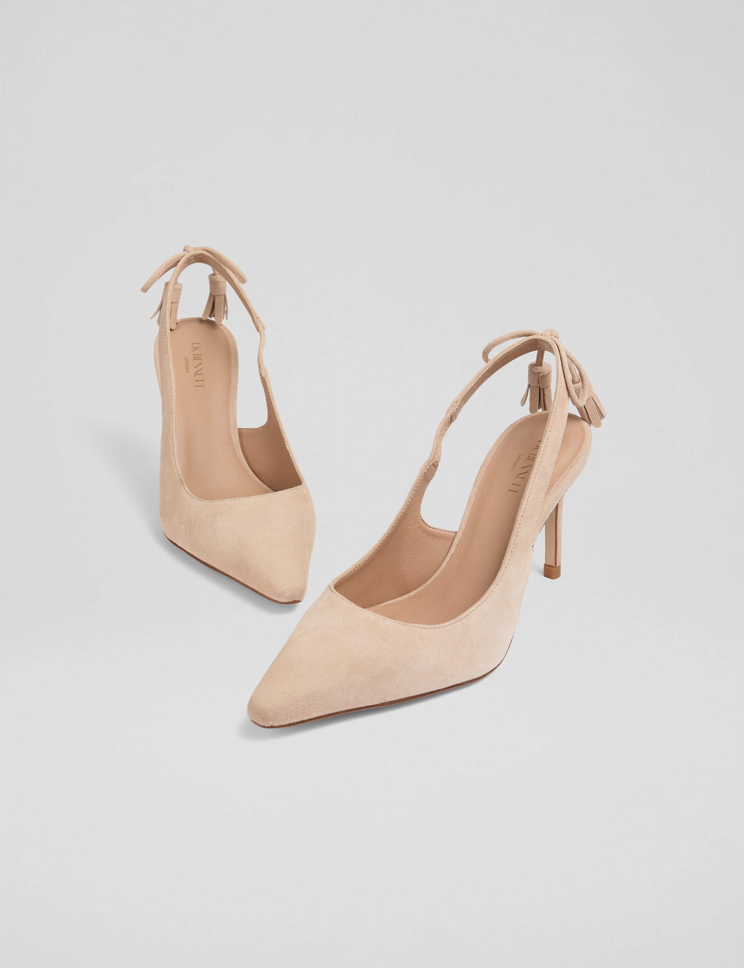 Suede Tassel Stiletto Heel Slingback Shoes 3 of 4