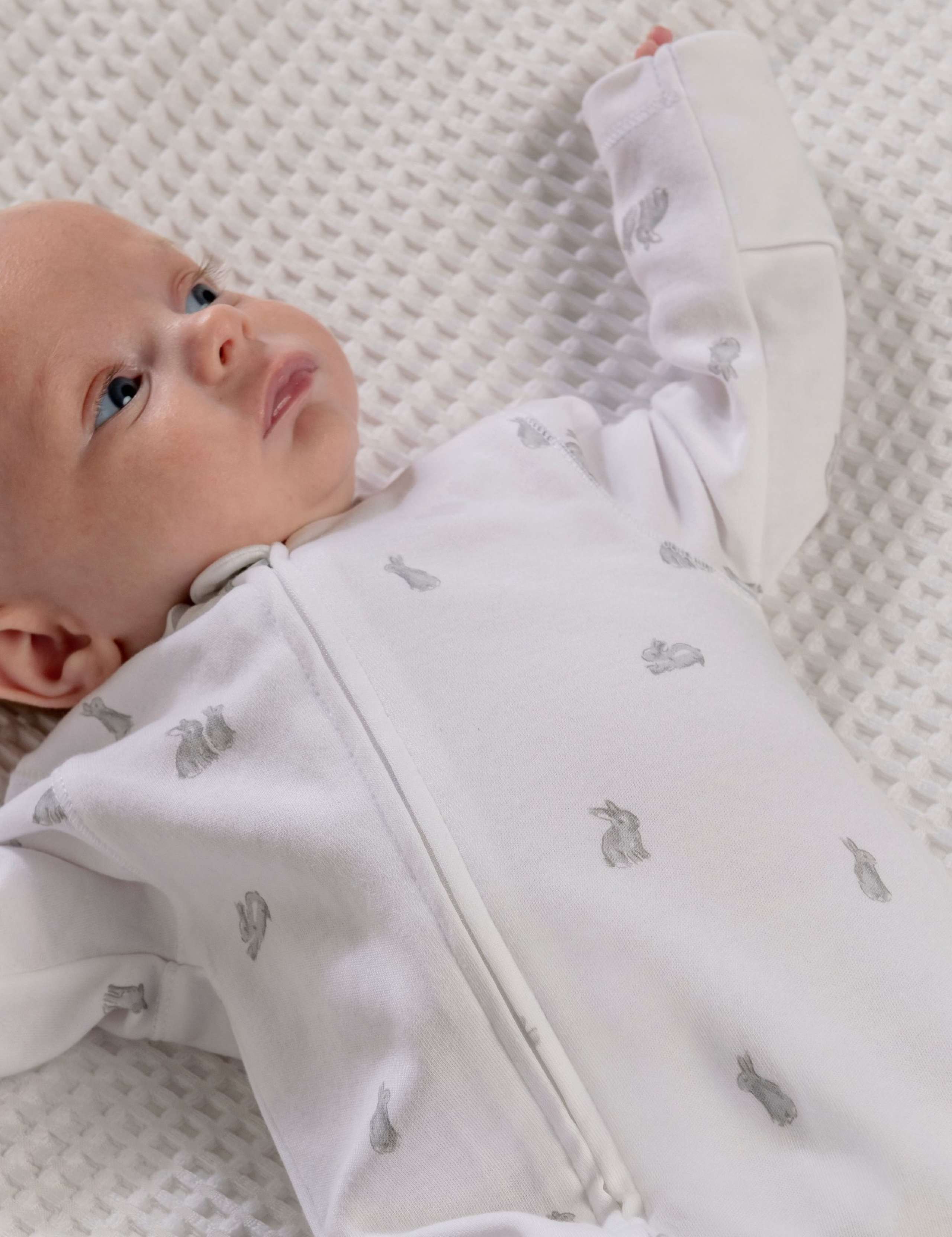 Pure Cotton Bunny Print Sleepsuit (0-6 Months) 5 of 7