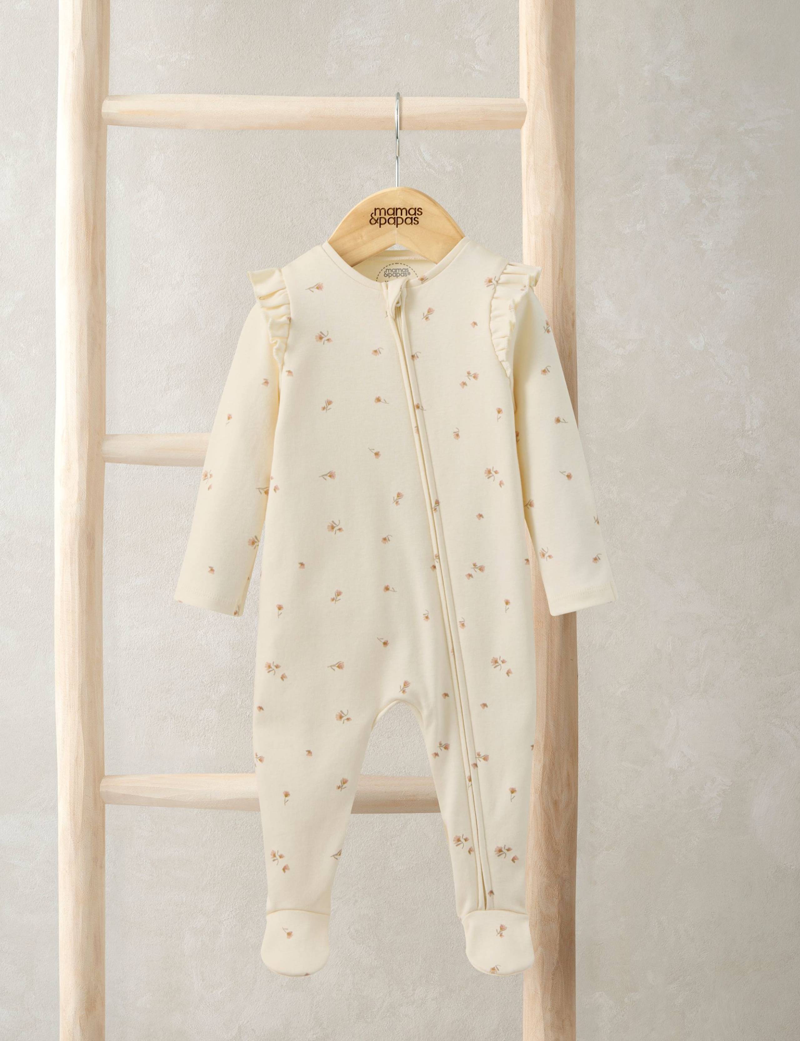 Pure Cotton Floral Sleepsuits (0-12 Months) 1 of 2