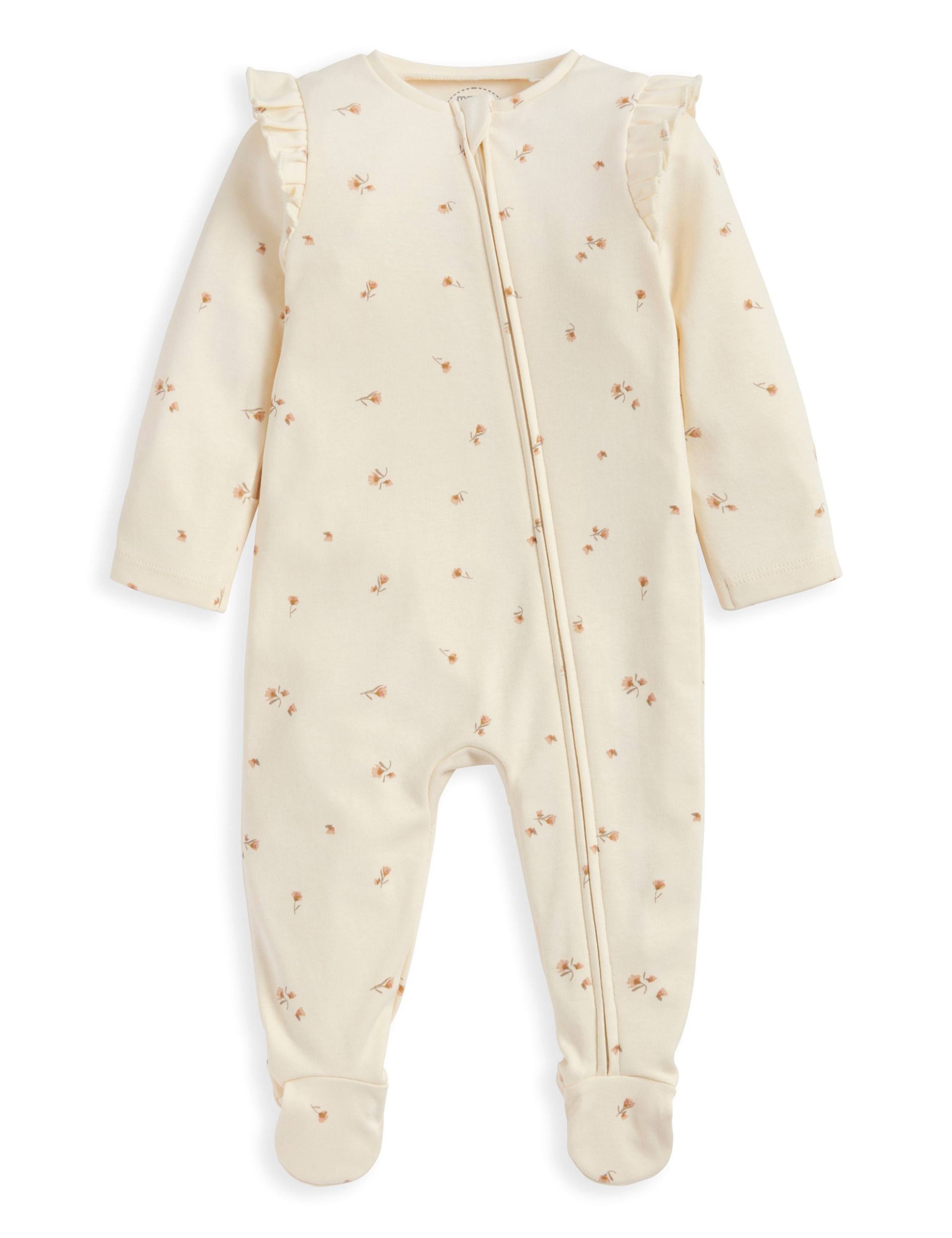 Pure Cotton Floral Sleepsuits (6½lbs-12 Mths) 2 of 2