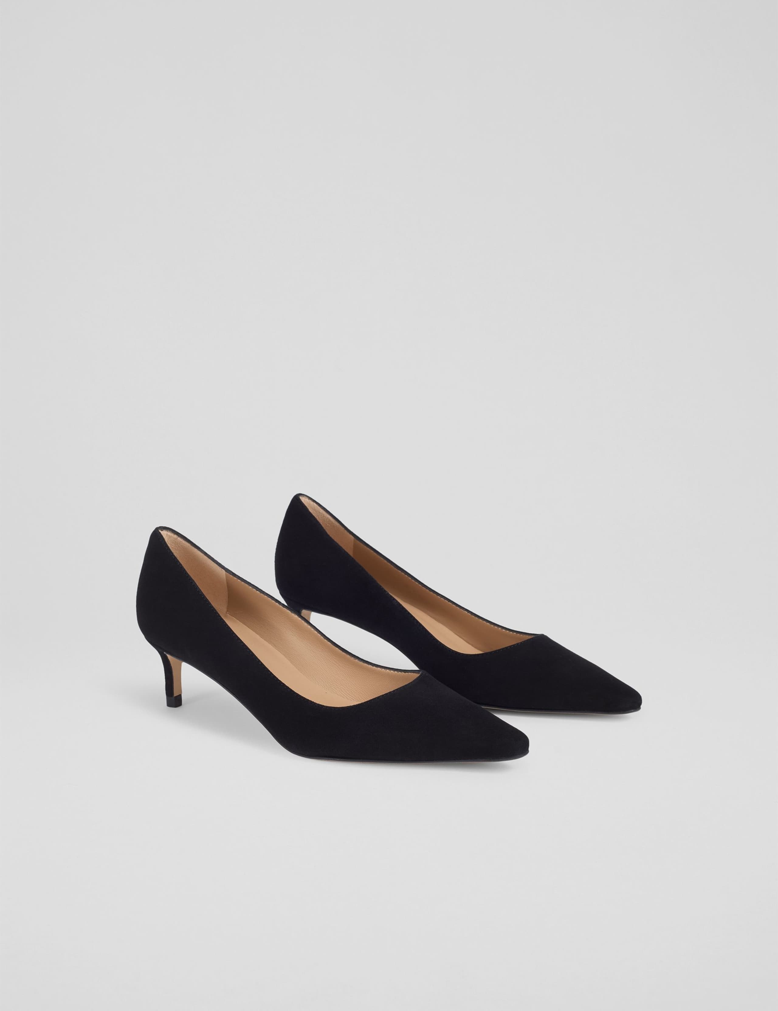 Suede Low Stiletto Heel Pointed Court Shoes 4 of 5