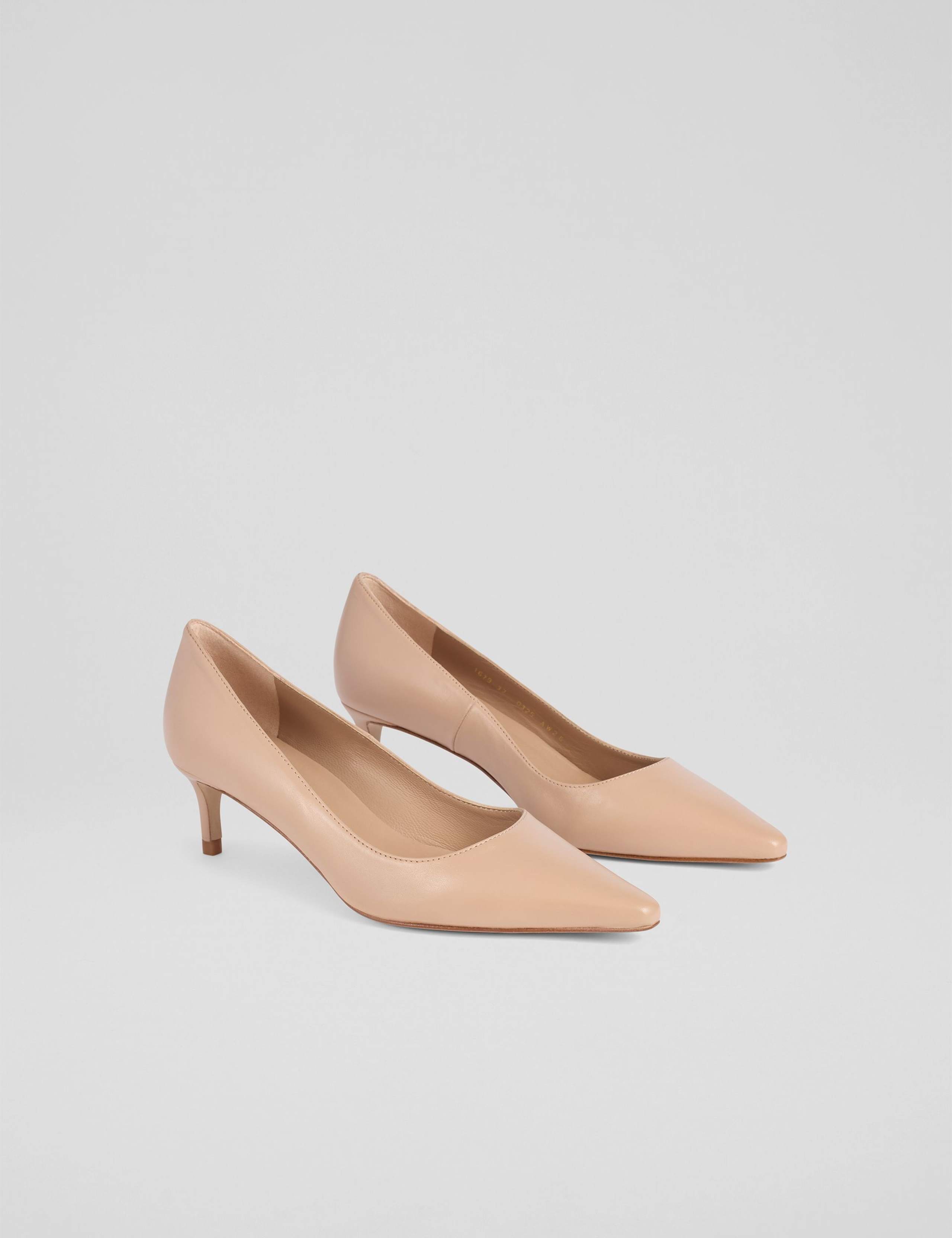 Leather Low Stiletto Heel Pointed Court Shoes 2 of 5
