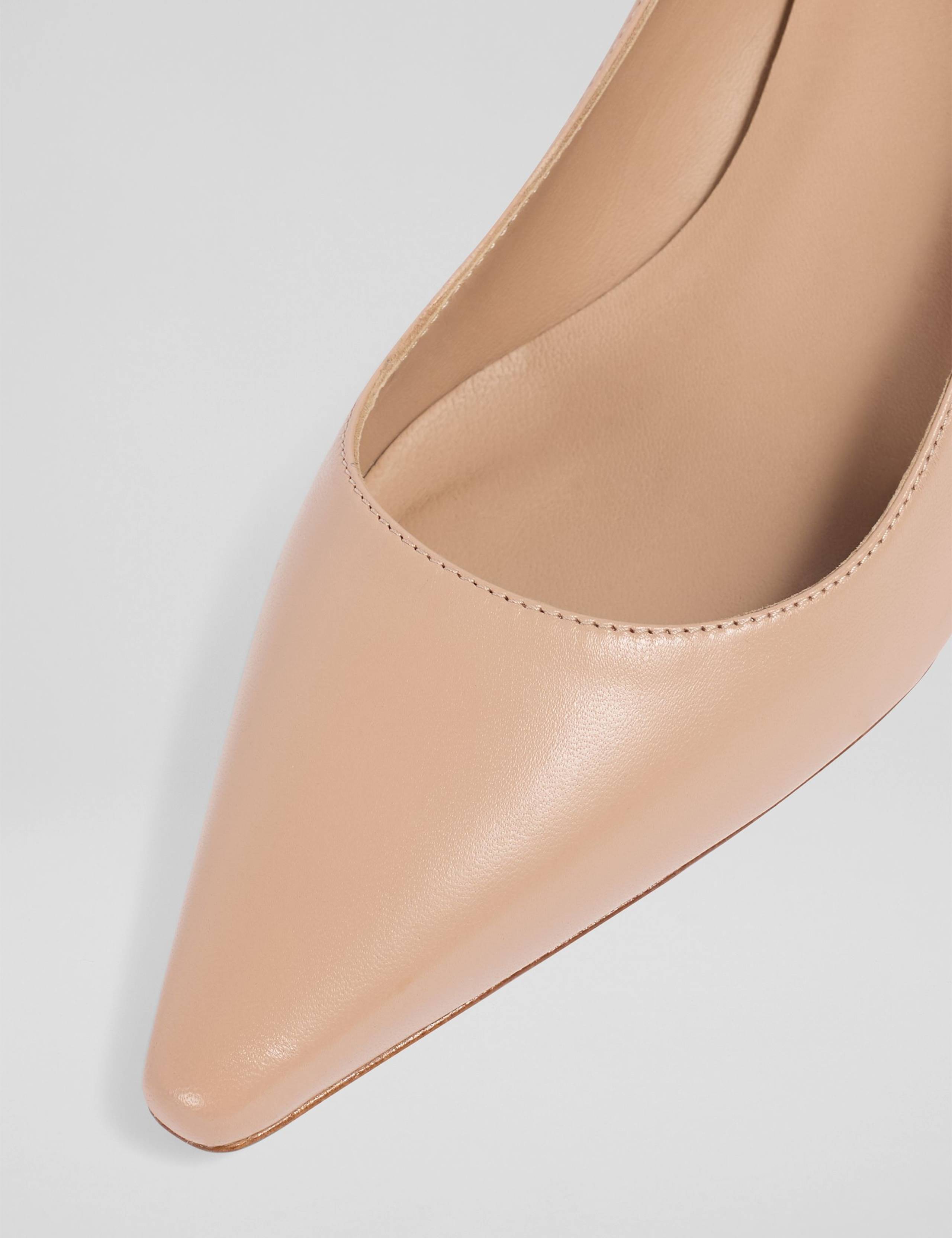Leather Low Stiletto Heel Pointed Court Shoes 3 of 5