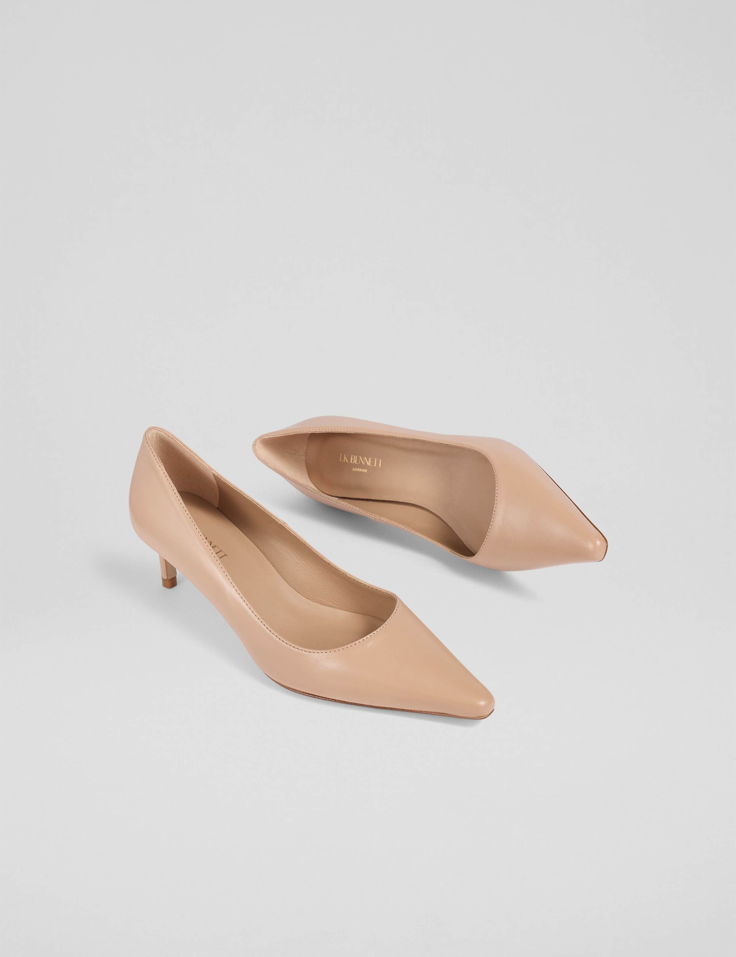 Leather Low Stiletto Heel Pointed Court Shoes 4 of 5