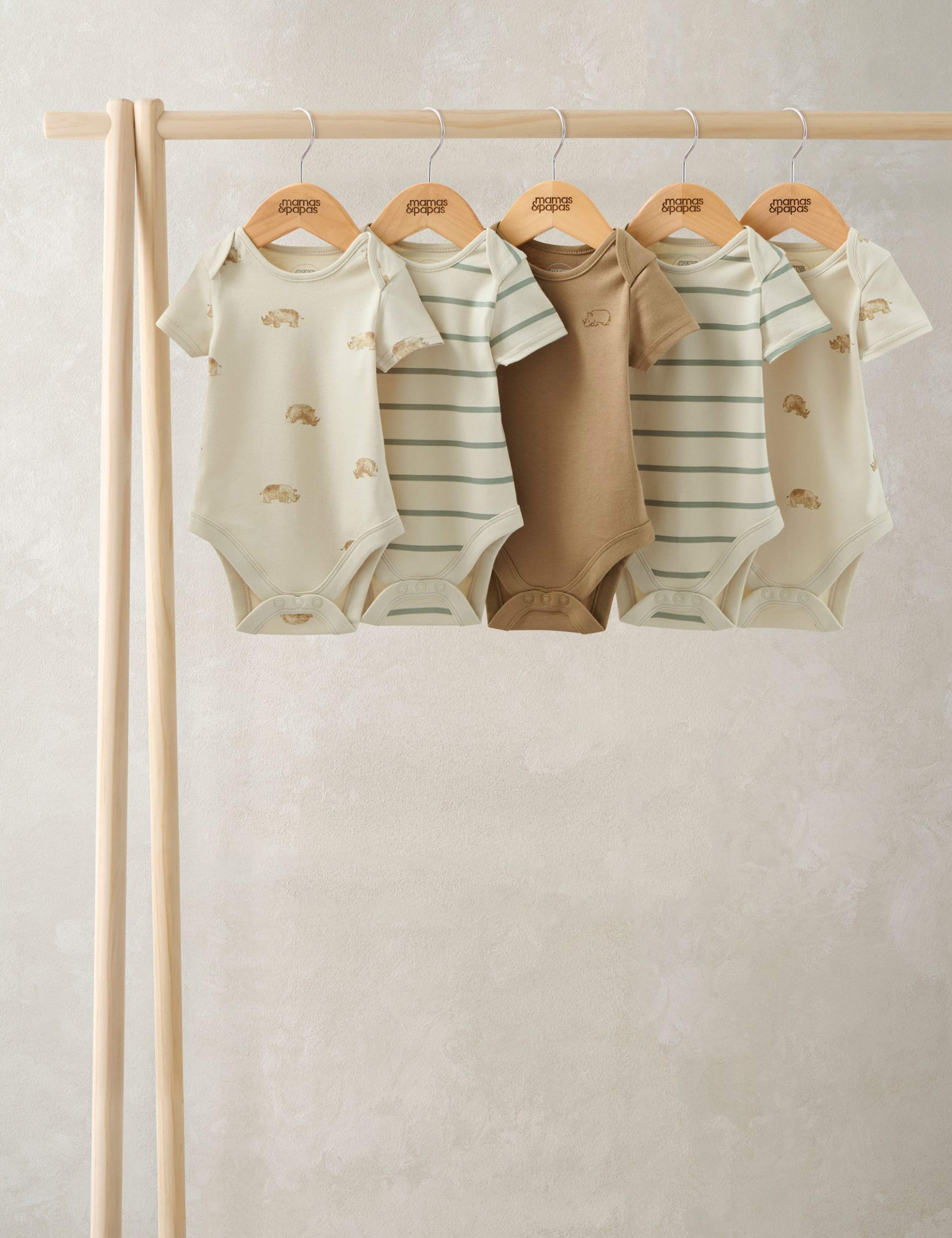 5 Pack Rhino Bodysuits (0-24 Months) 1 of 2