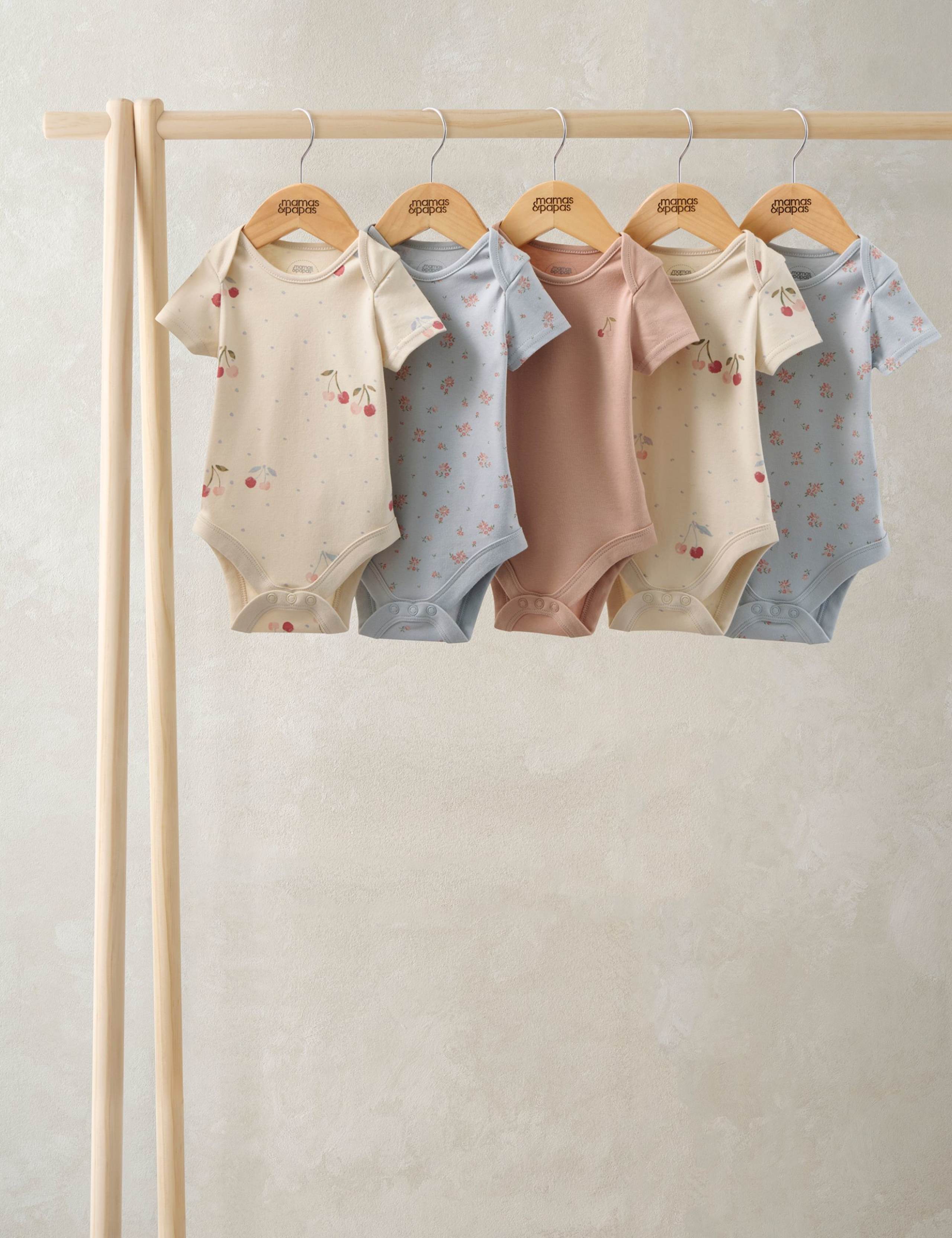 5 Pack Cherry Bodysuits (7lbs-24 Mths) 1 of 2