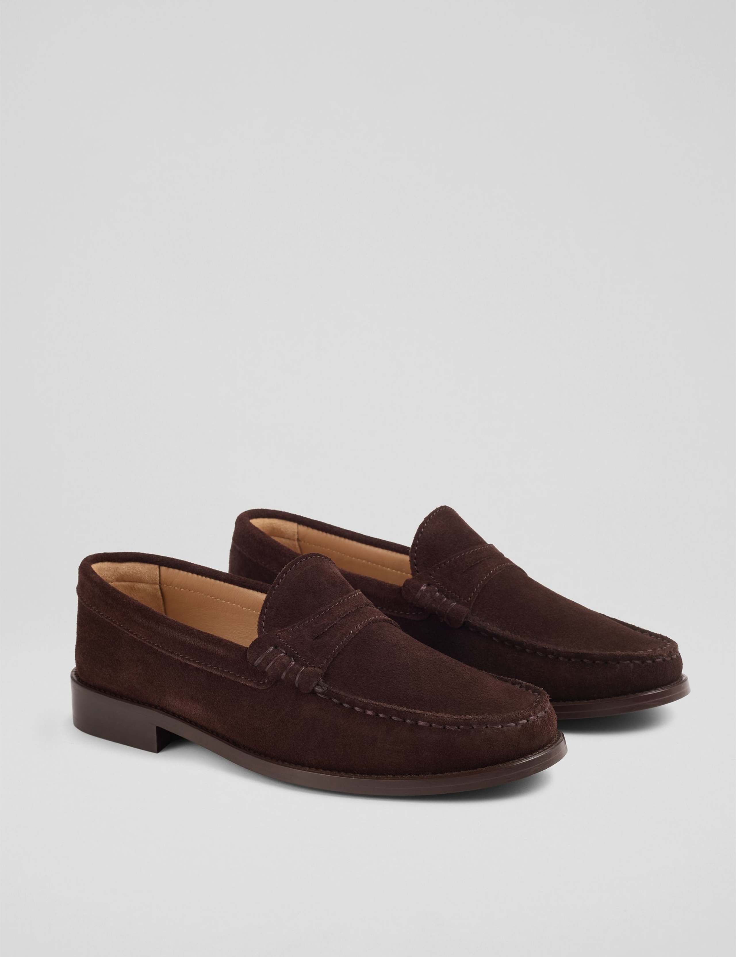 Suede Block Heel Penny Loafers 2 of 4