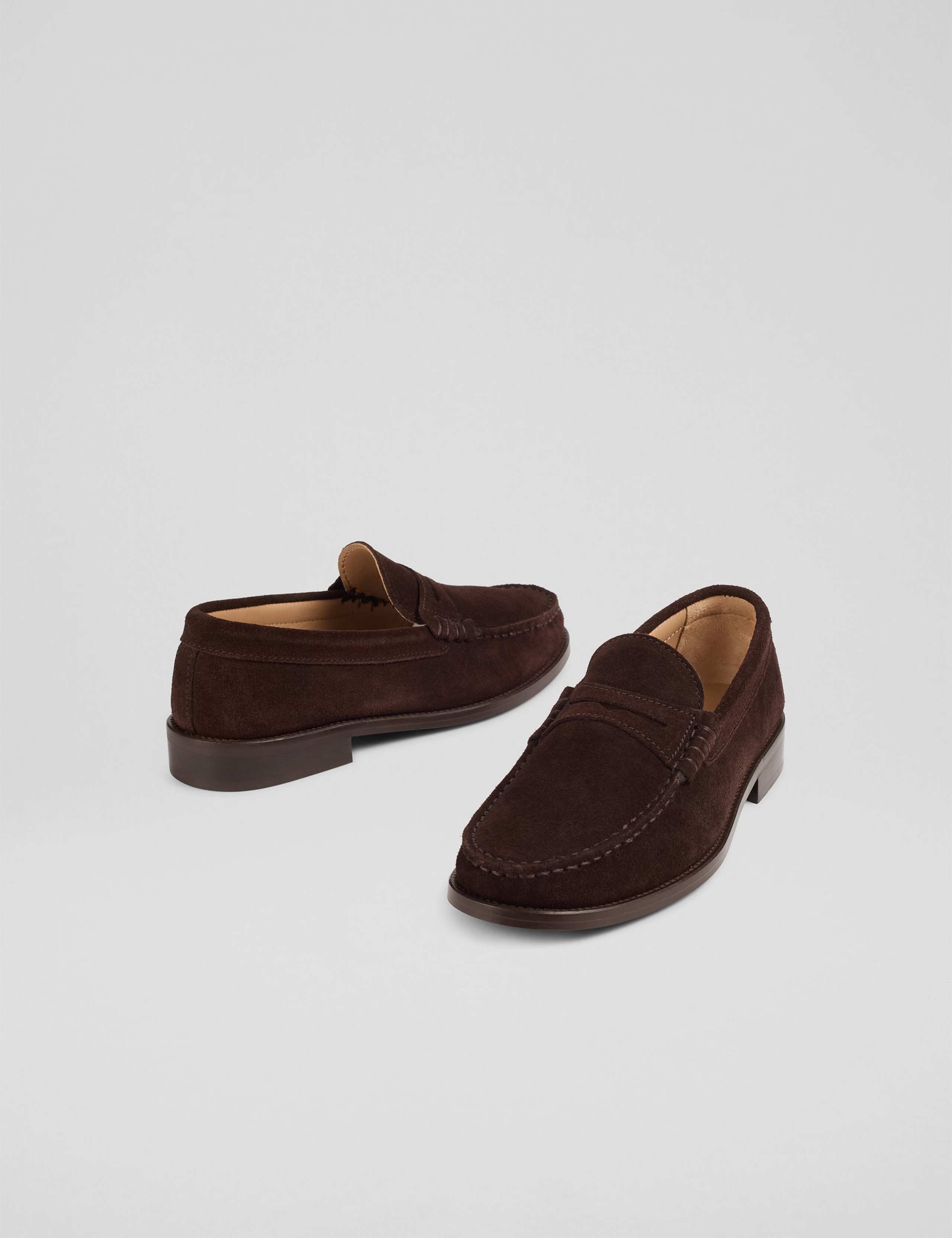 Suede Block Heel Penny Loafers 3 of 4