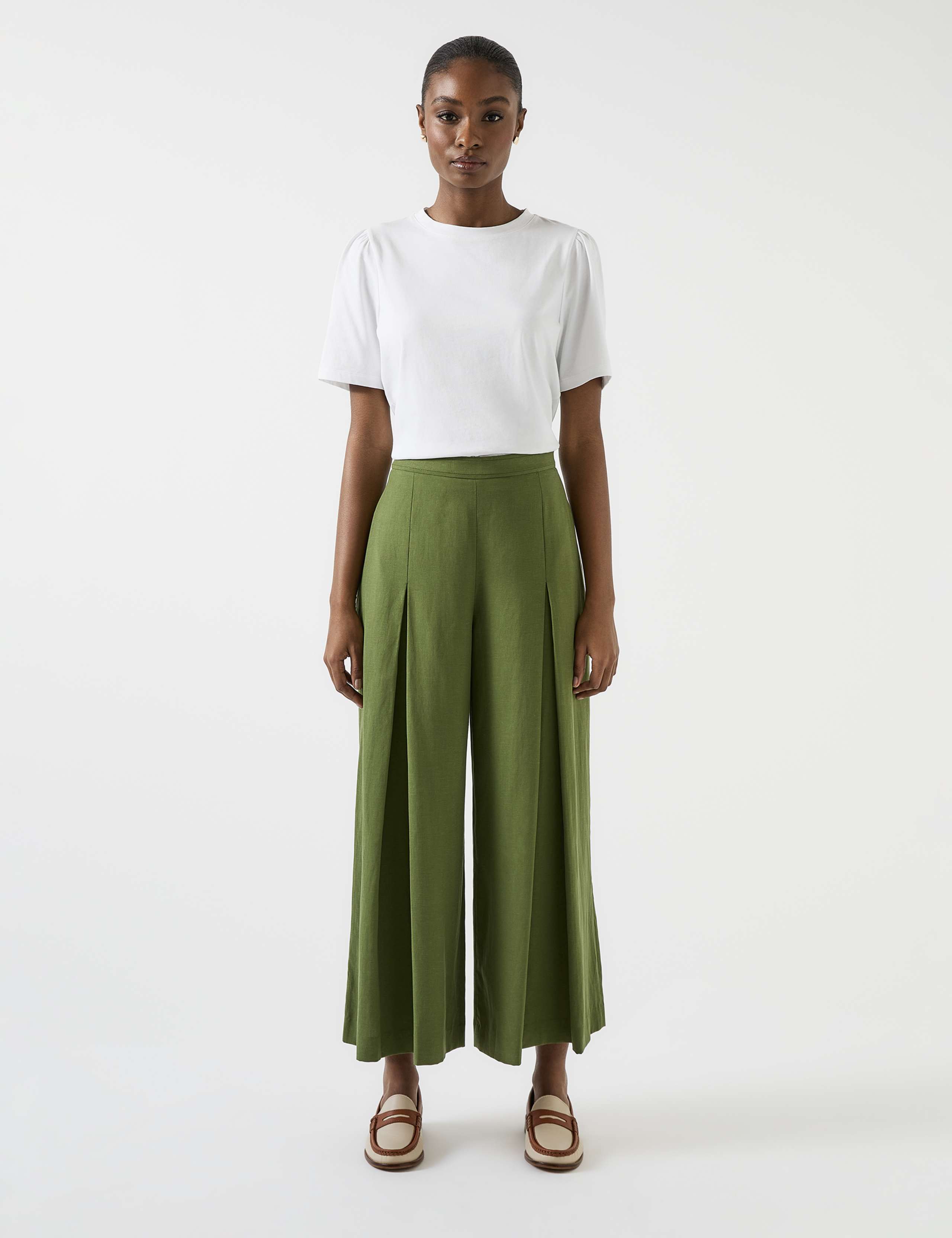 Lyocell Rich Pleat Front Wide Leg Culottes 1 of 4