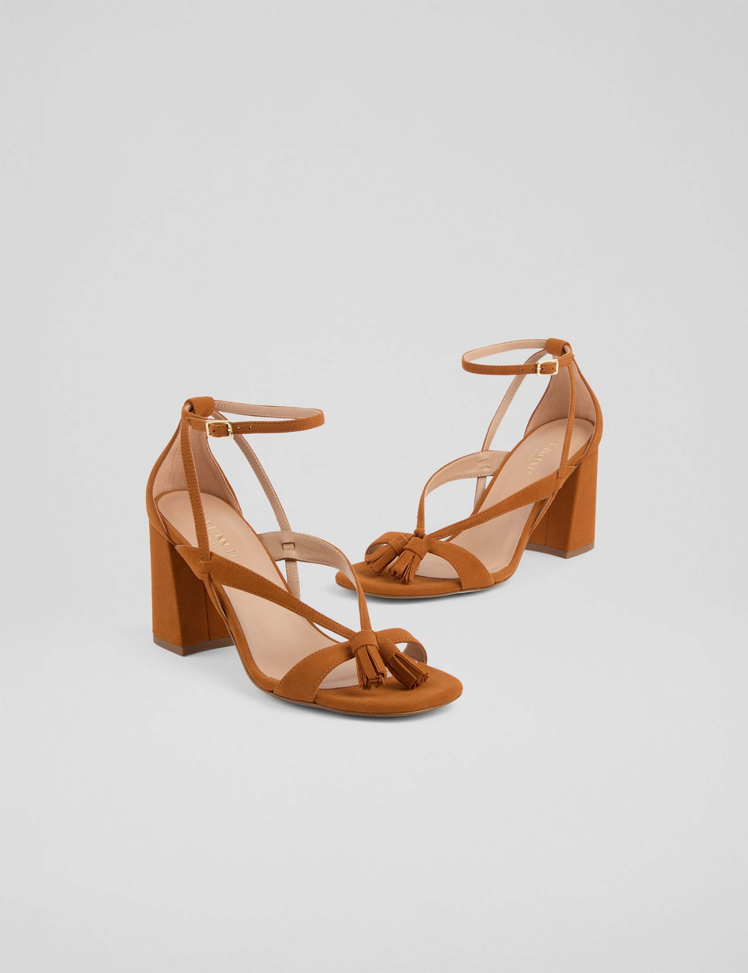 Suede Tassel Block Heel Sandal 2 of 6