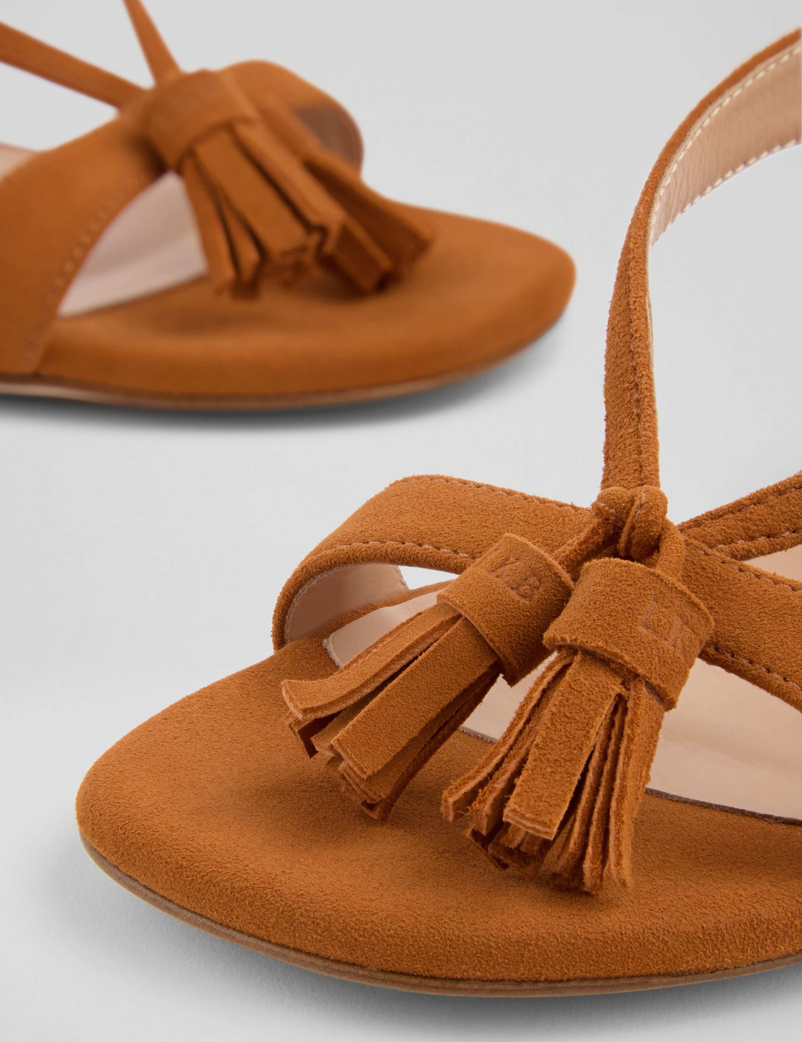 Suede Tassel Block Heel Sandal 3 of 6