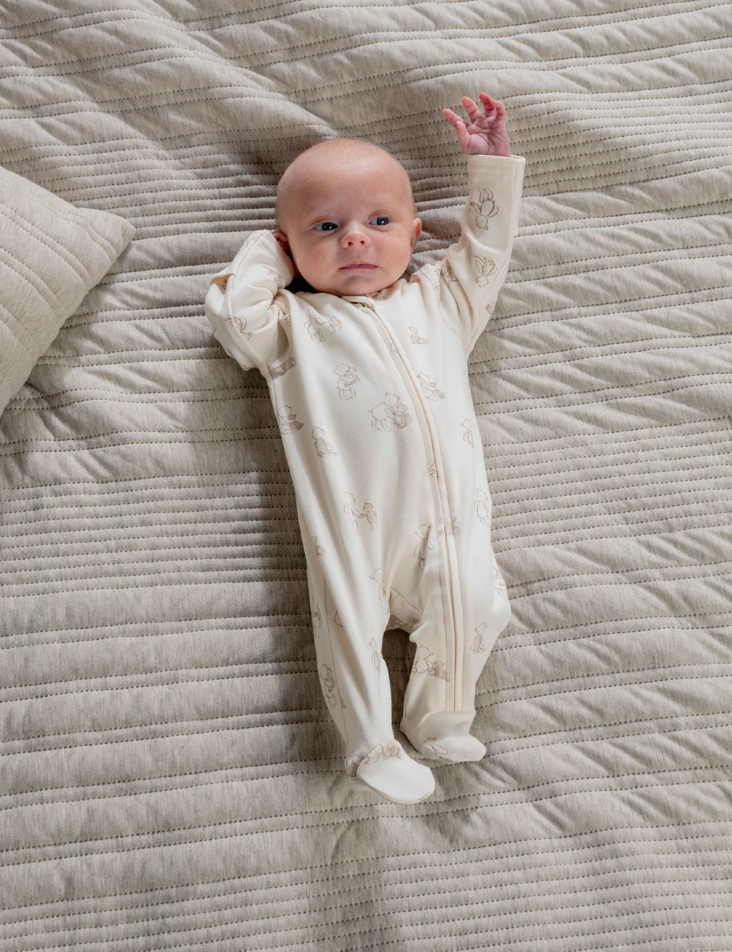 Pure Cotton Teddy Bear Sleepsuit (6½lbs-9 Mths) 4 of 4