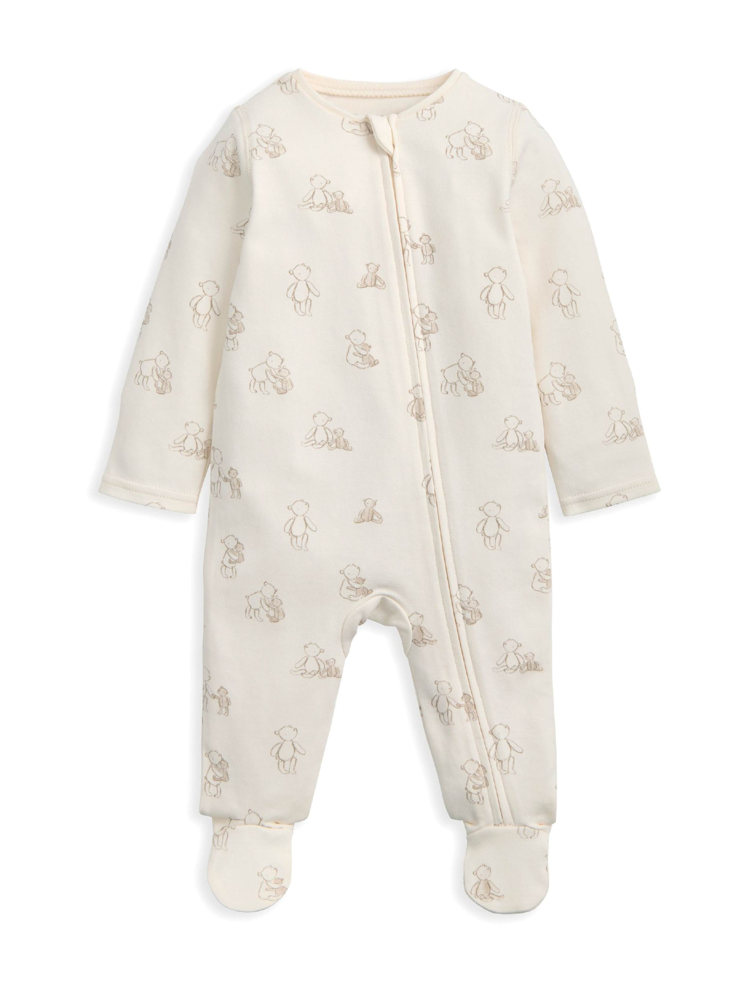 Pure Cotton Teddy Bear Sleepsuit (0-9 Months) 2 of 4