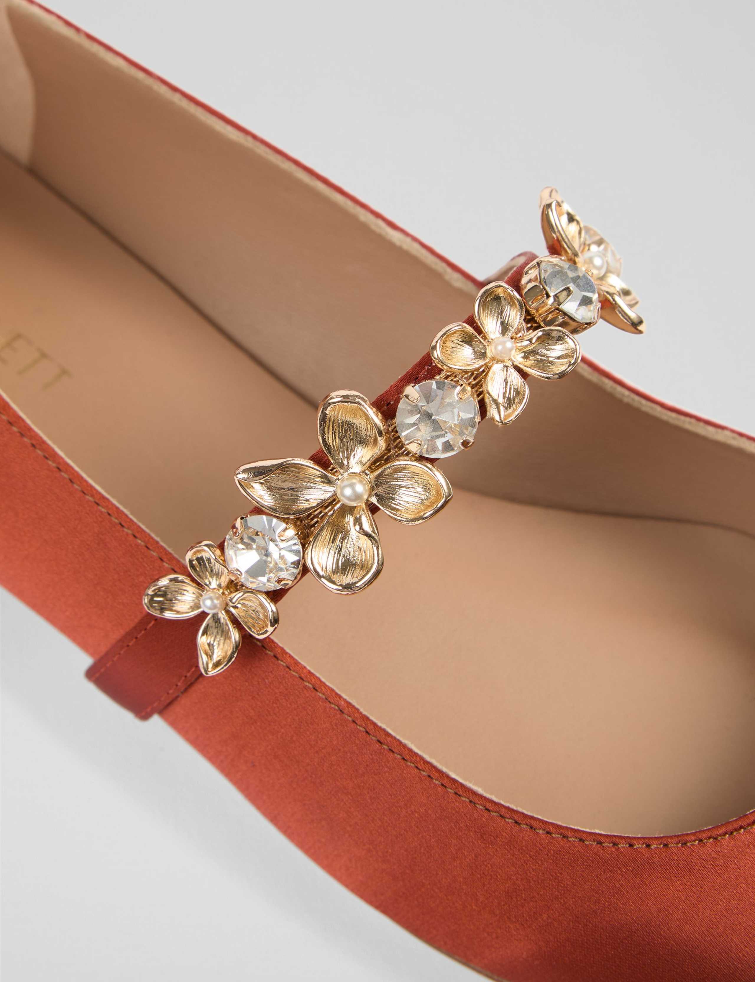 Leather Floral Diamante Ballet Pumps 4 of 6