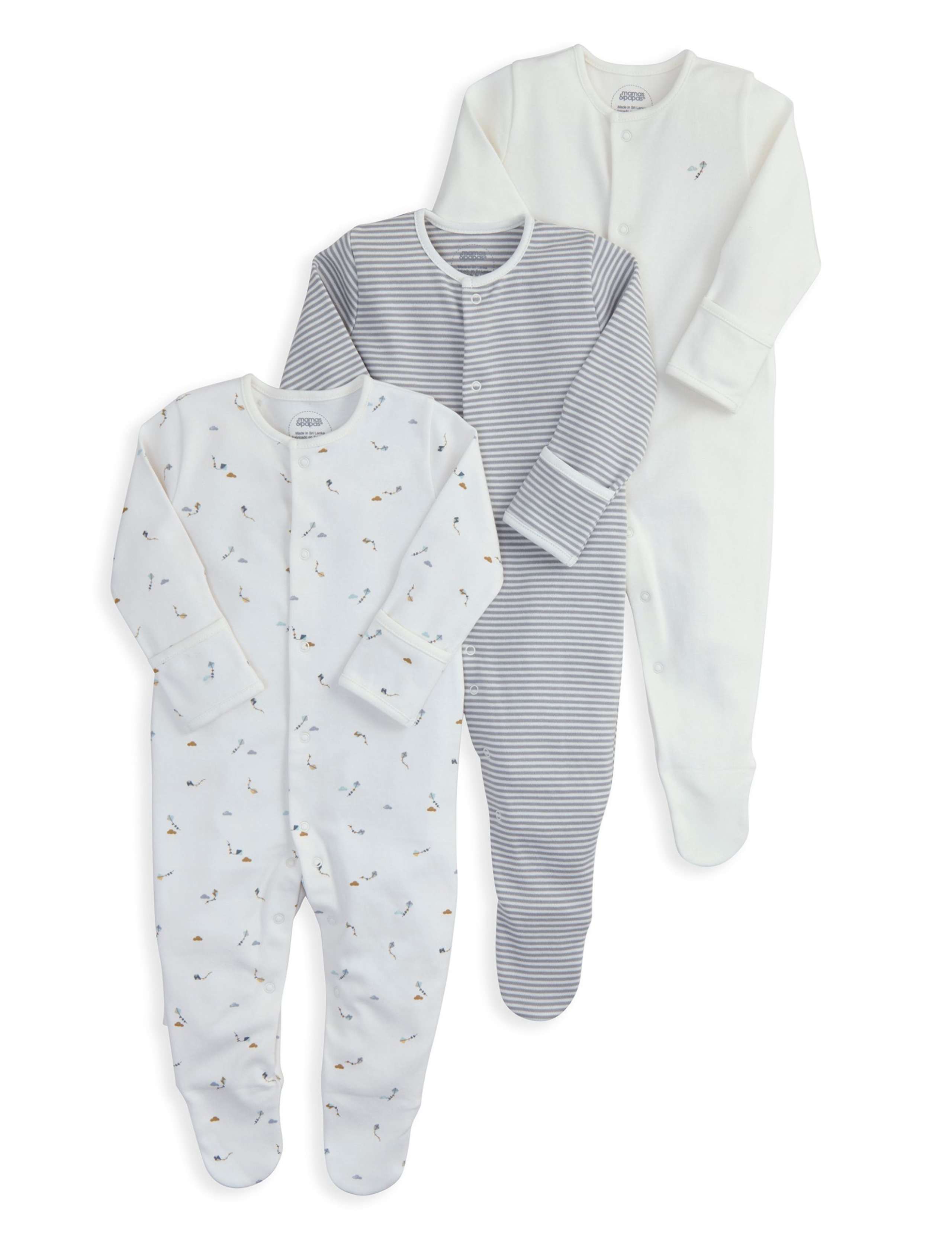 3 Pack Pure Cotton Kite Sleepsuits 2 of 2