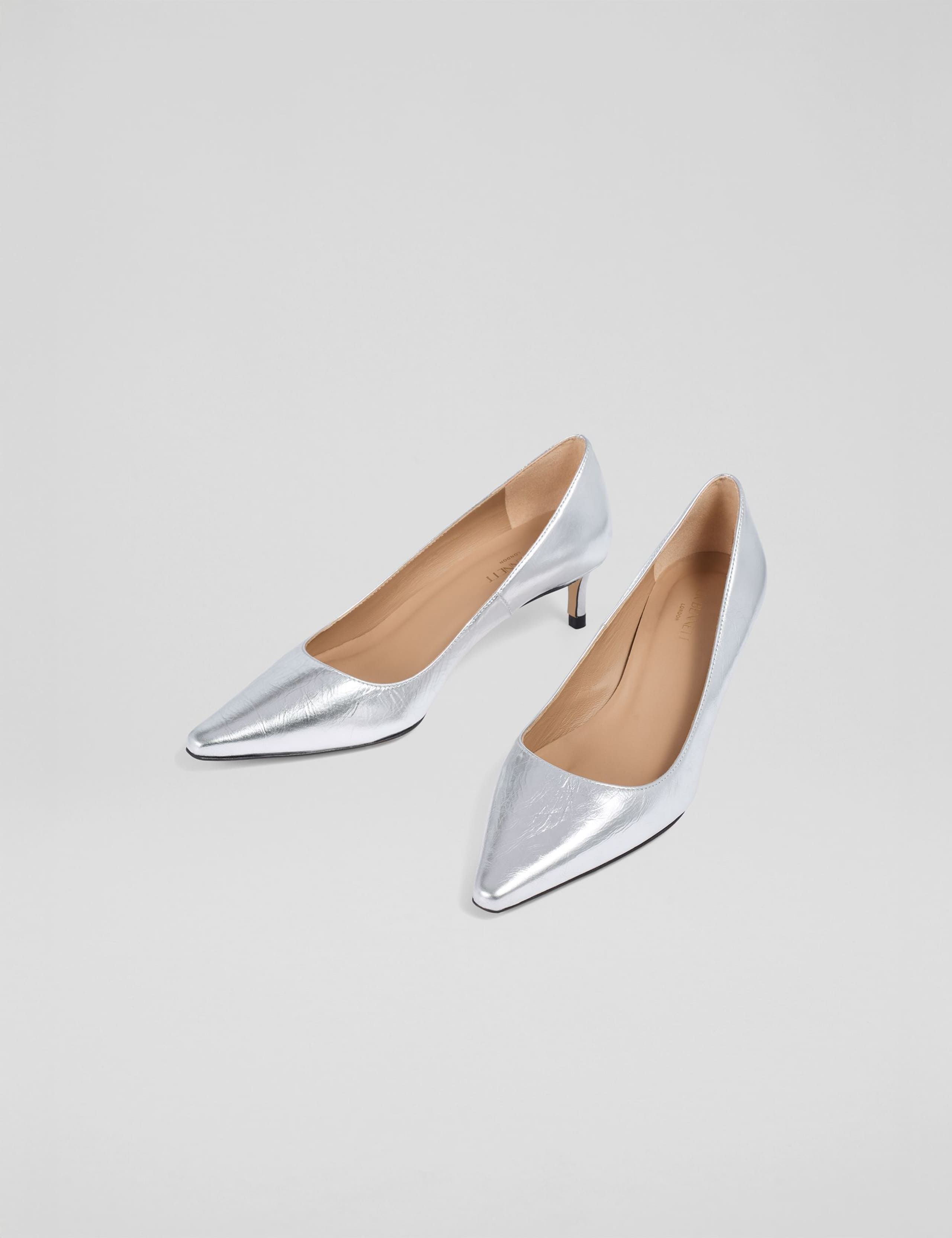 Leather Low Stiletto Heel Pointed Court Shoes 2 of 5