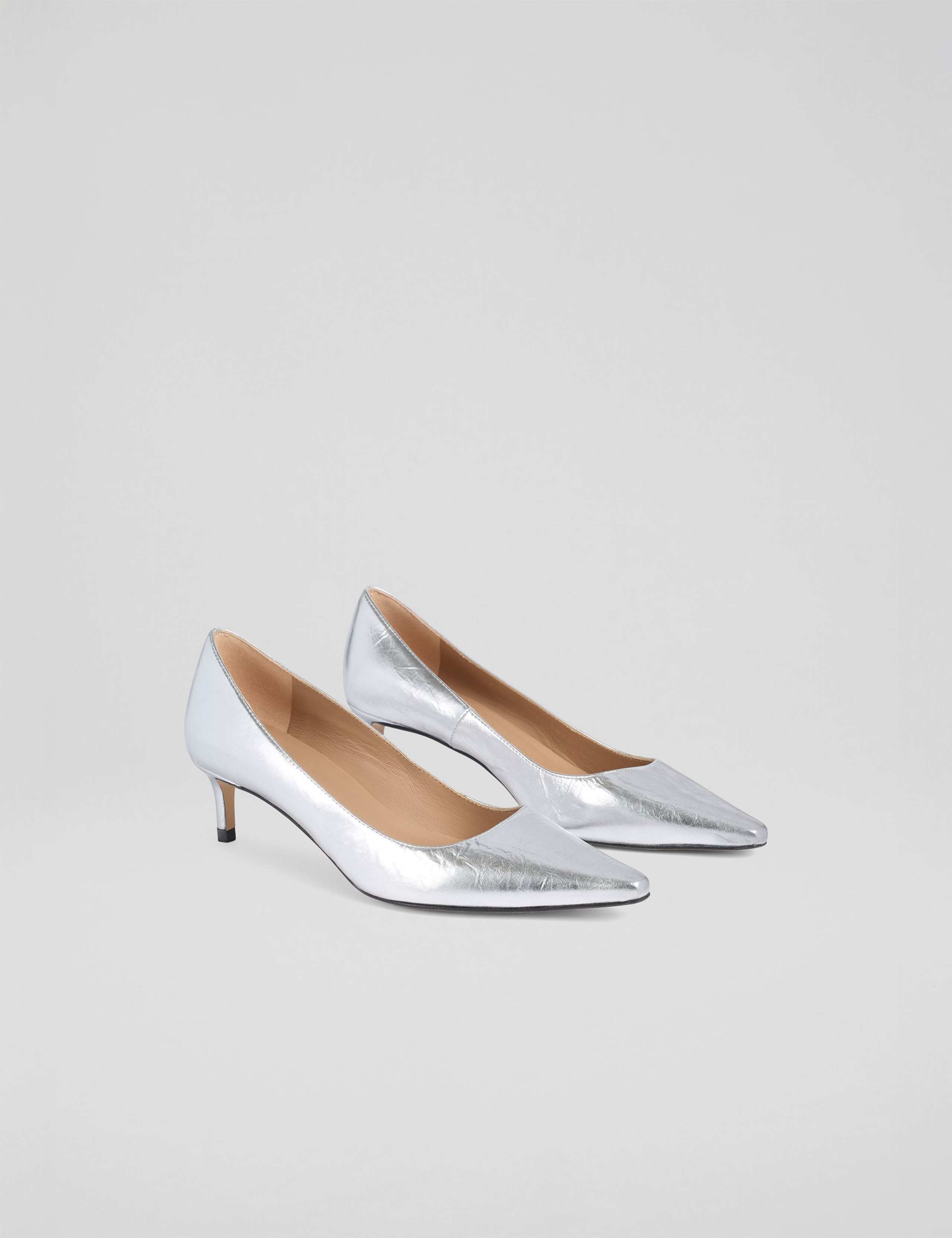 Leather Low Stiletto Heel Pointed Court Shoes 3 of 5