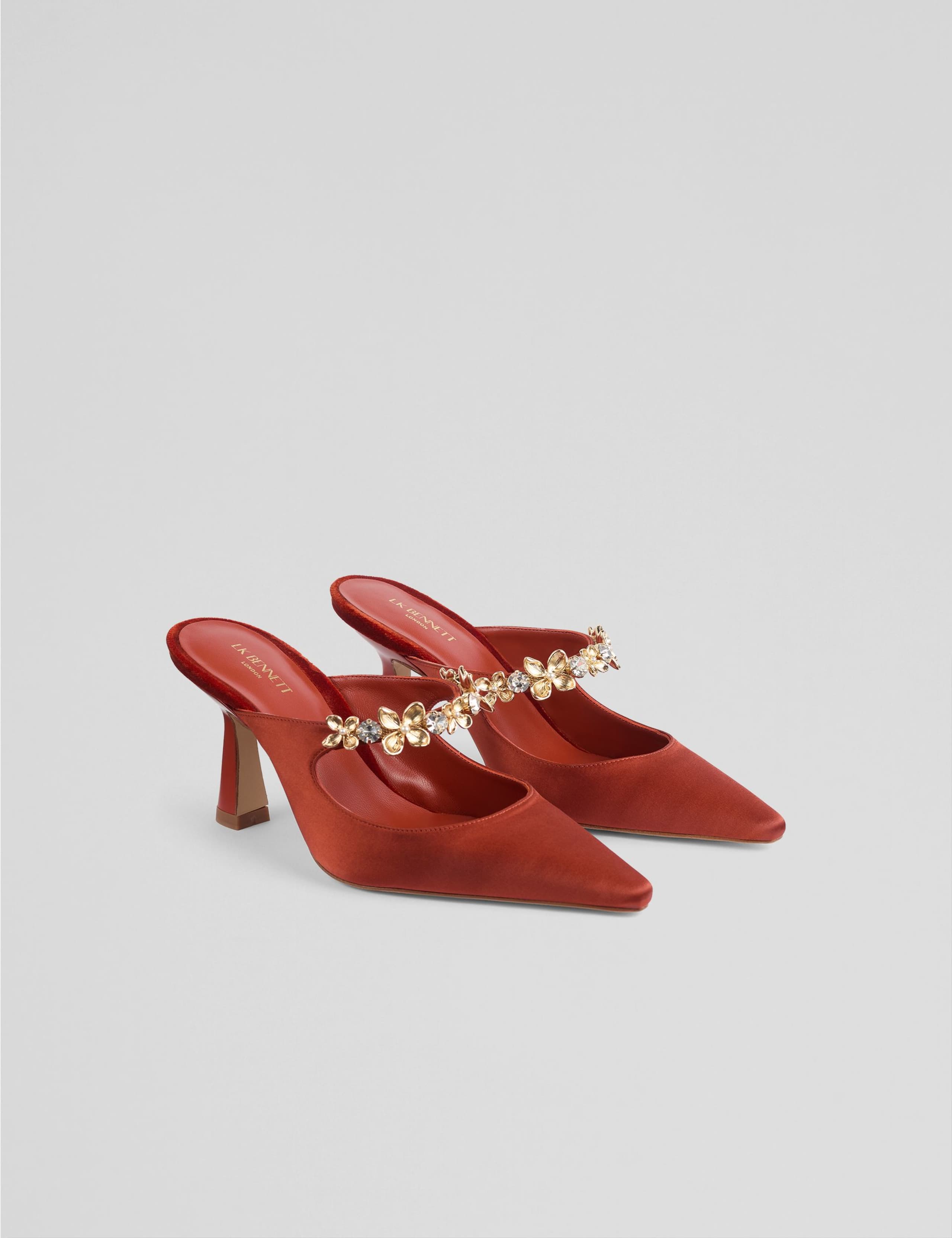 Satin Floral Stiletto Heel Mule Court Shoes 2 of 4