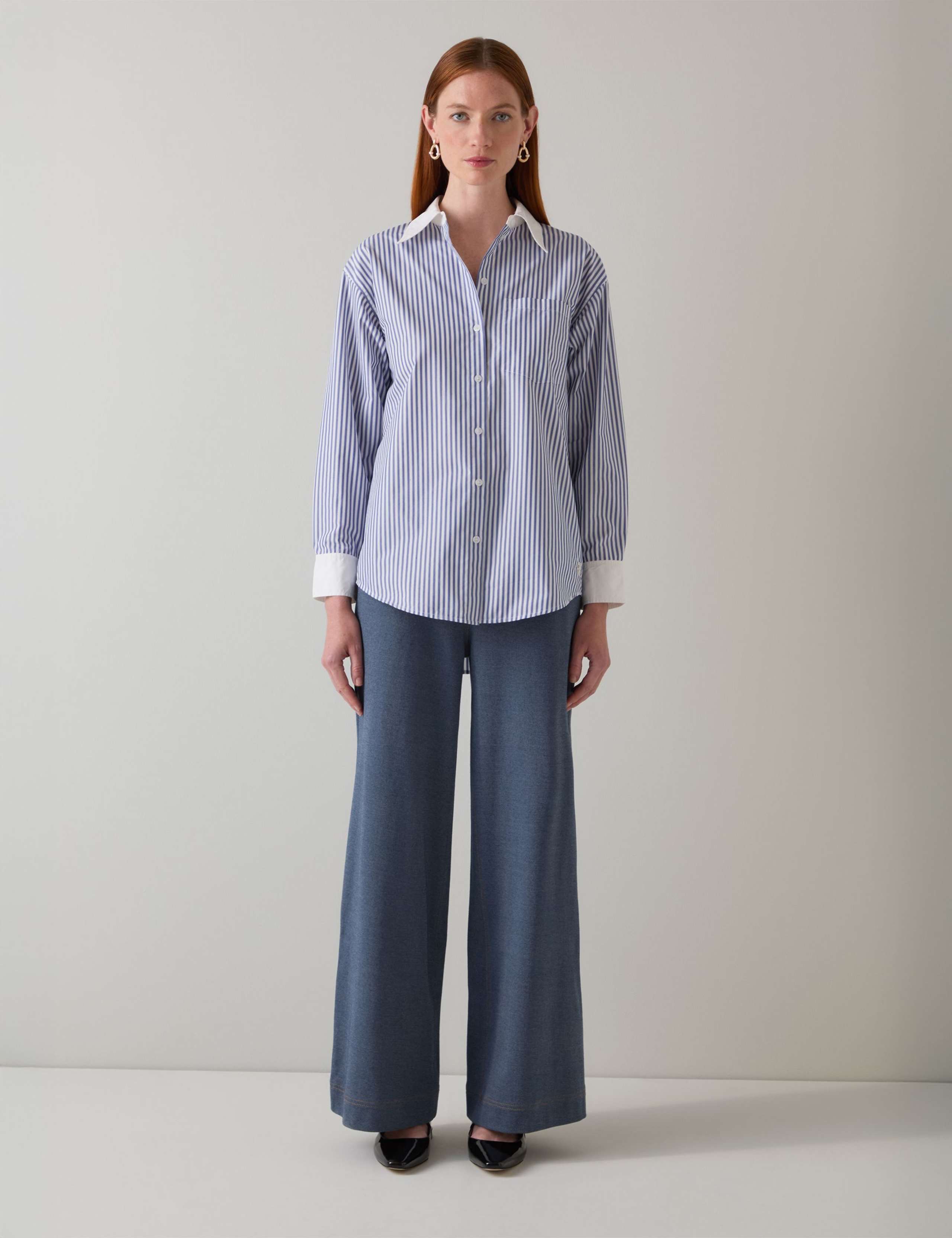 Contrast Cuff & Collar Striped Shirt 1 of 4