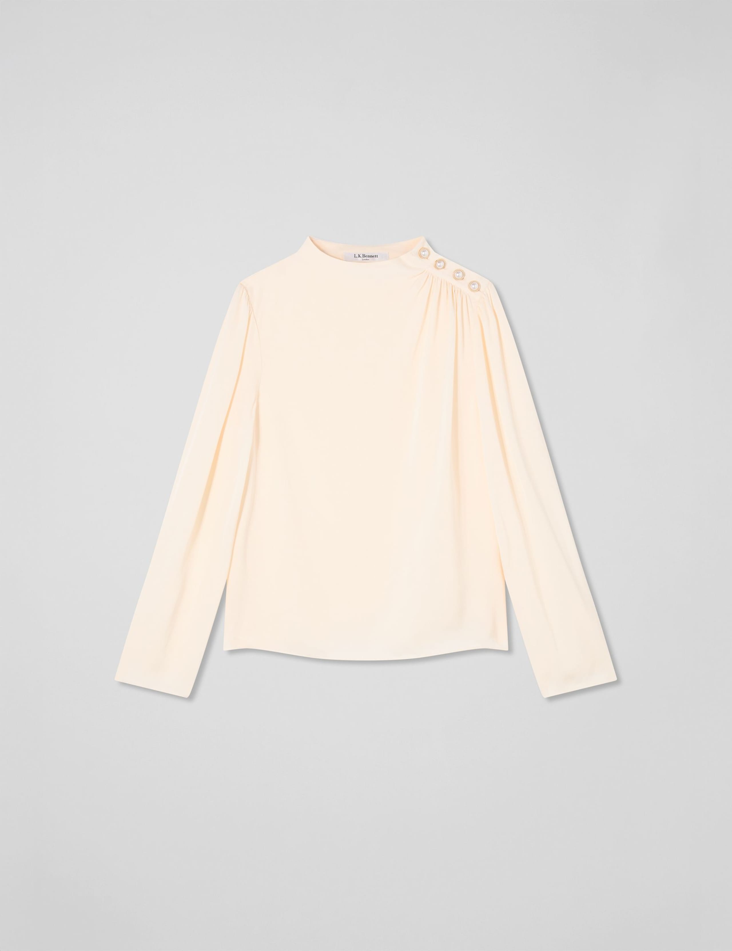 Ruched Button Detail Shoulder Blouse 2 of 4