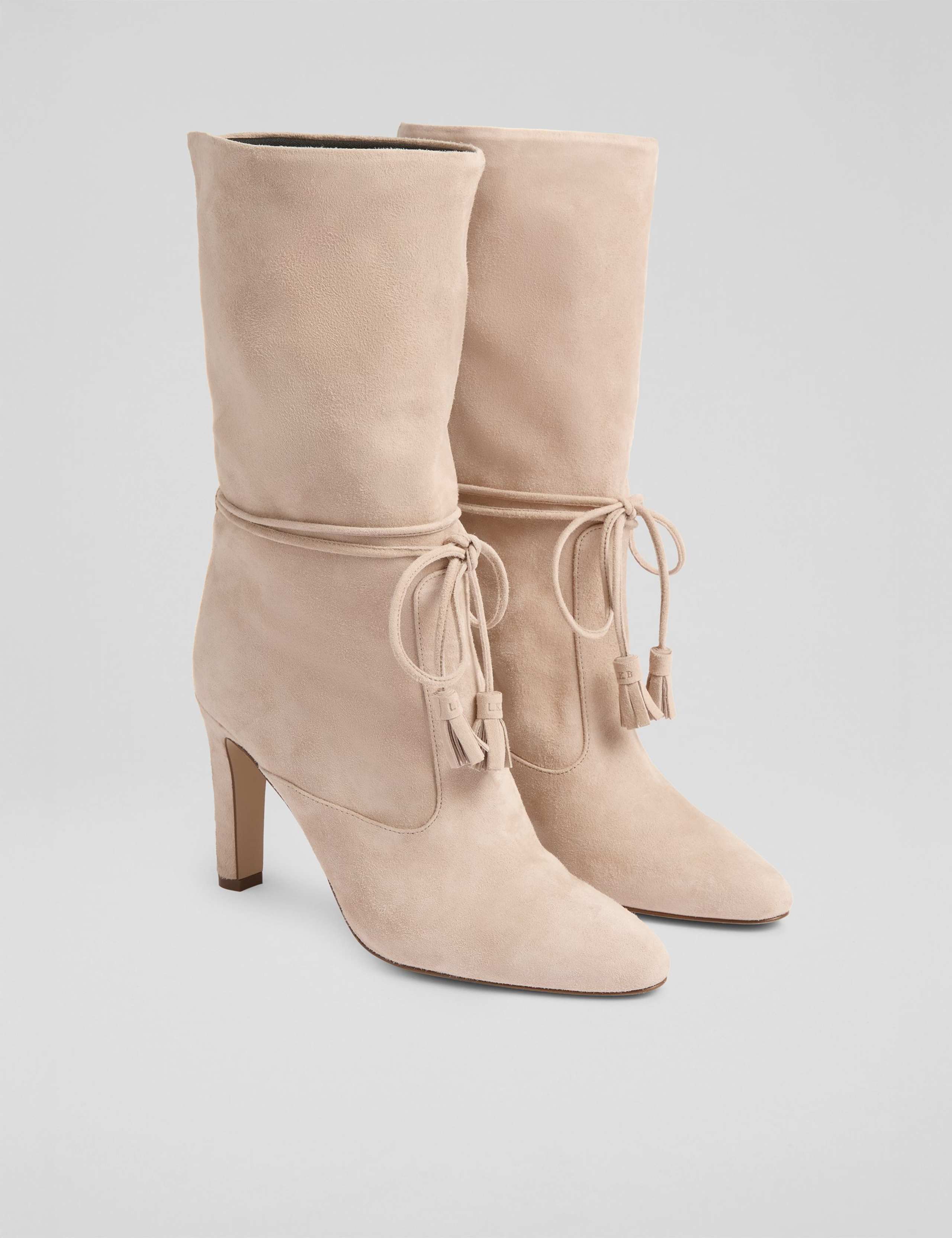 Suede Tassel Ruched Stiletto Heel Ankle Boots 2 of 4