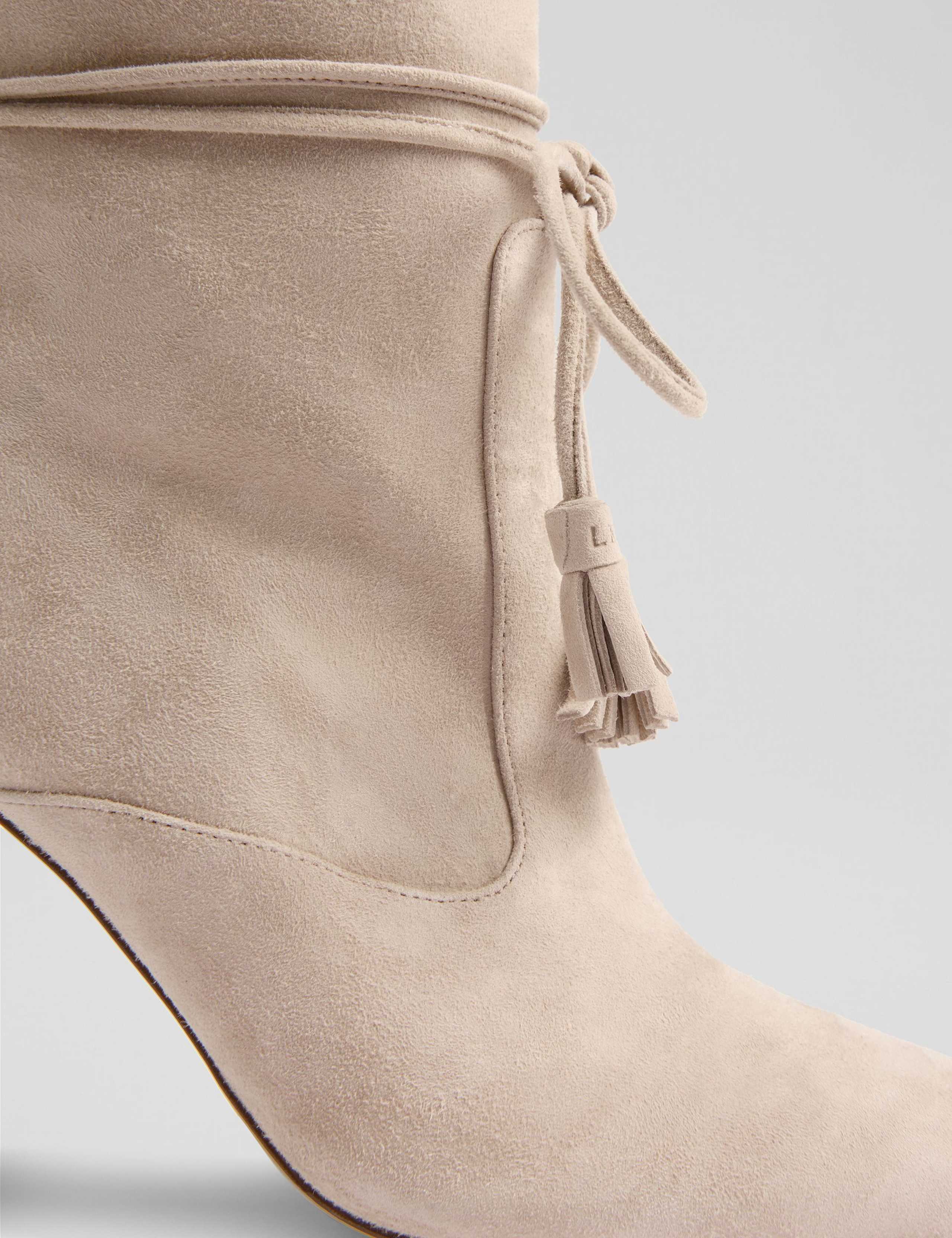 Suede Tassel Ruched Stiletto Heel Ankle Boots 3 of 4