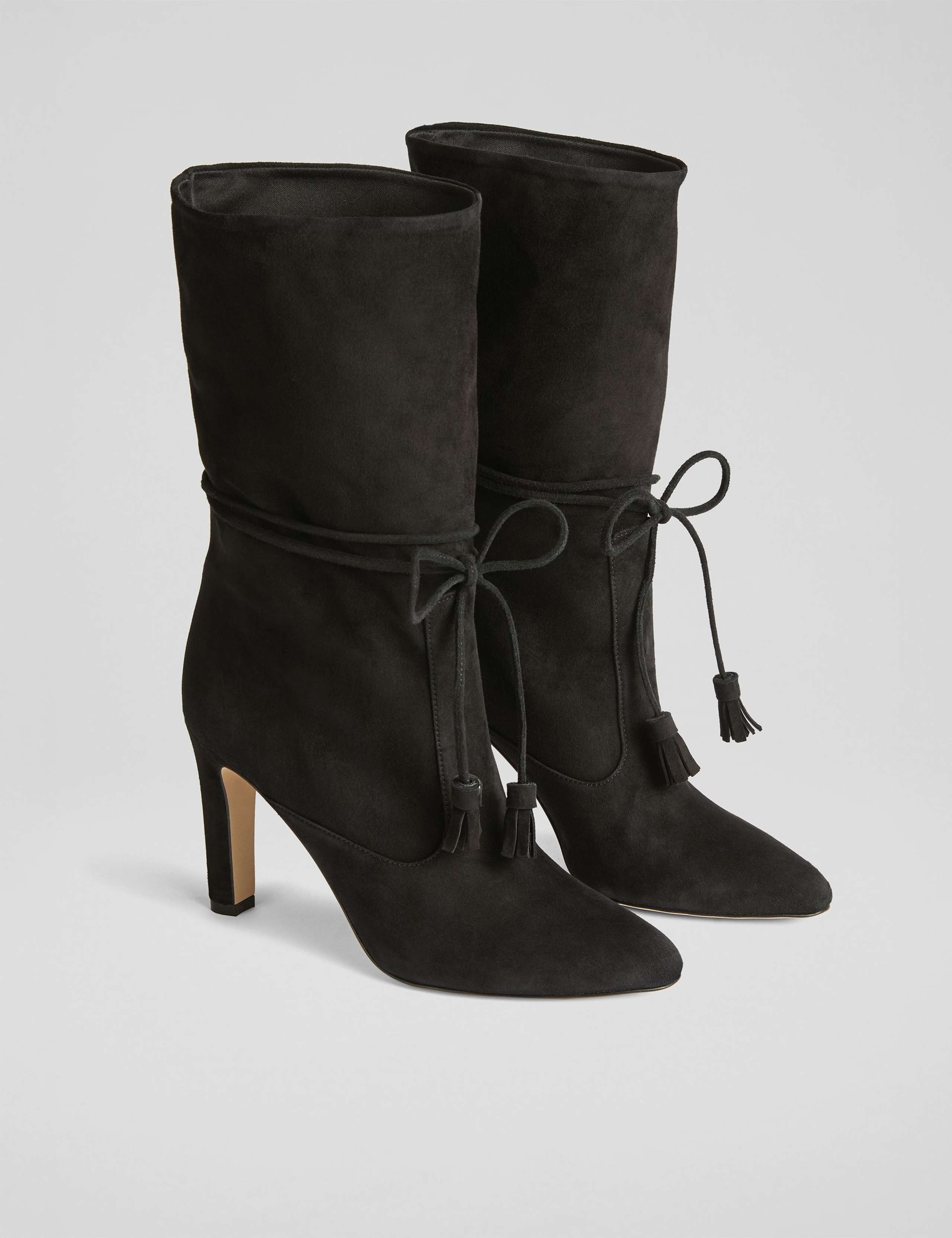 Leather Tassel Ruched Ankle Boots 2 of 6