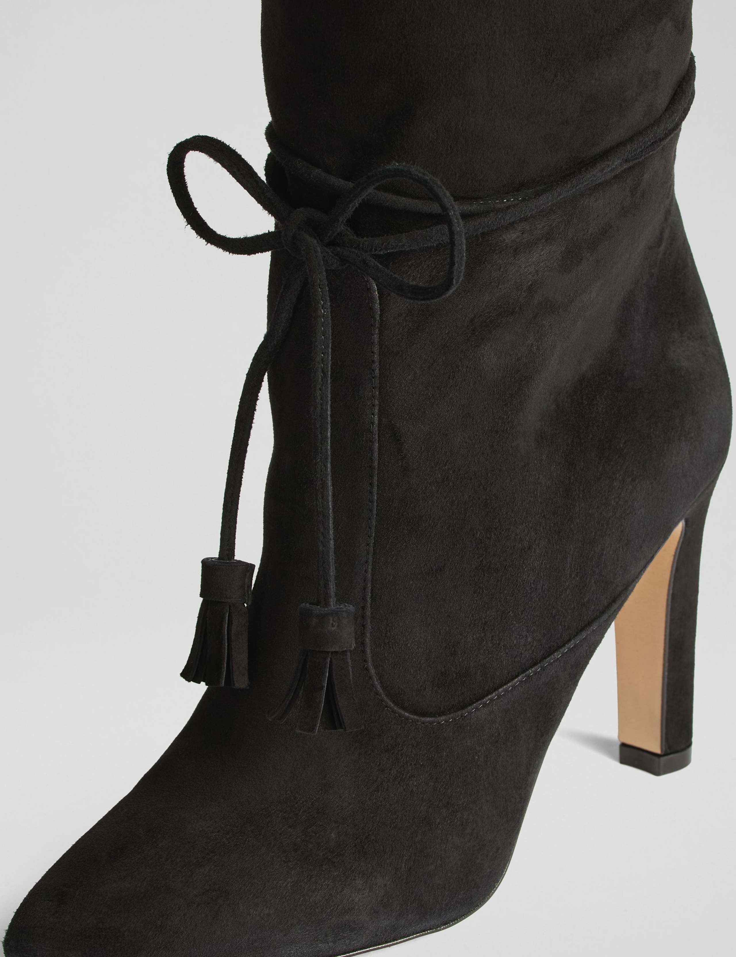 Leather Tassel Ruched Ankle Boots 3 of 6