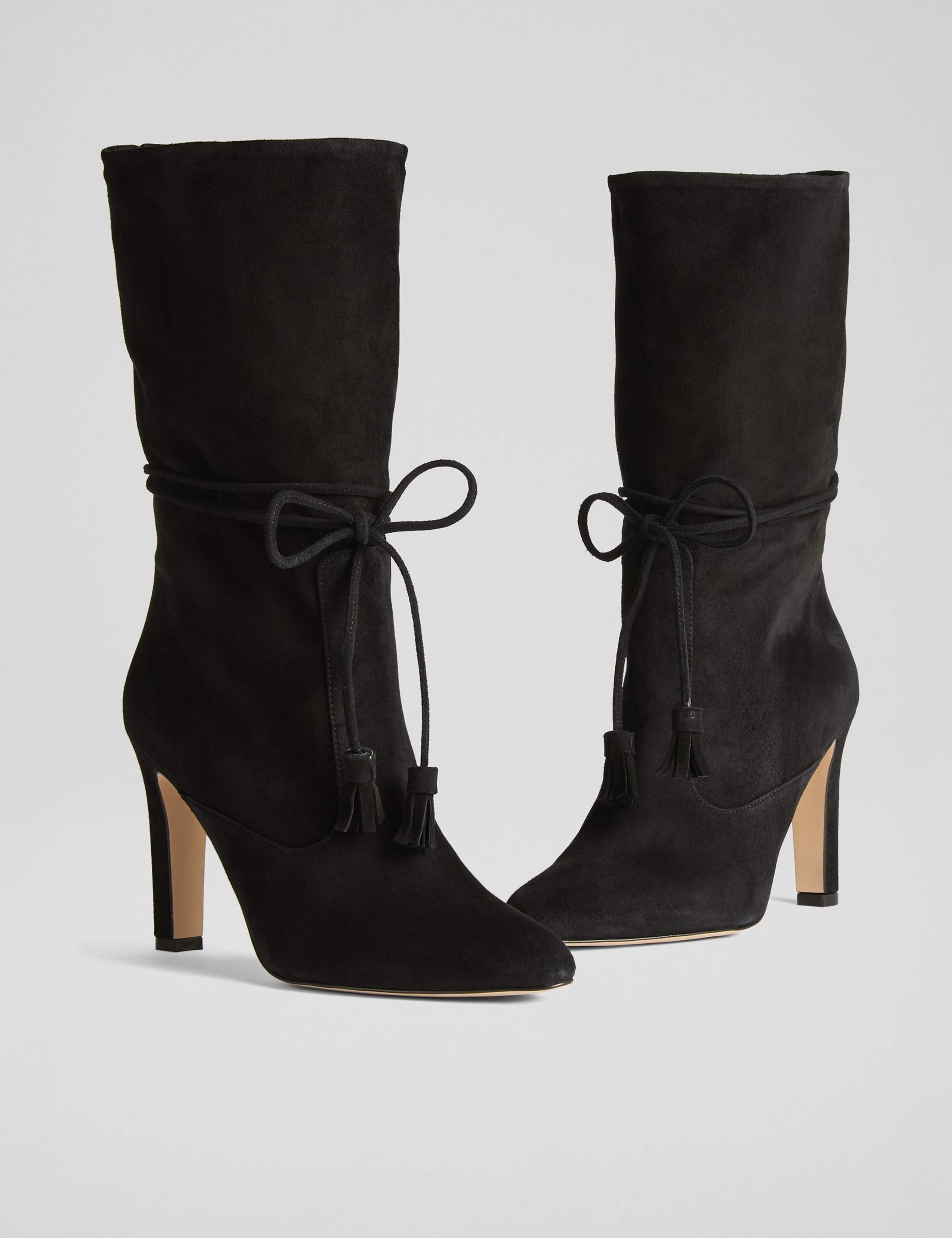 Leather Tassel Ruched Ankle Boots 4 of 6
