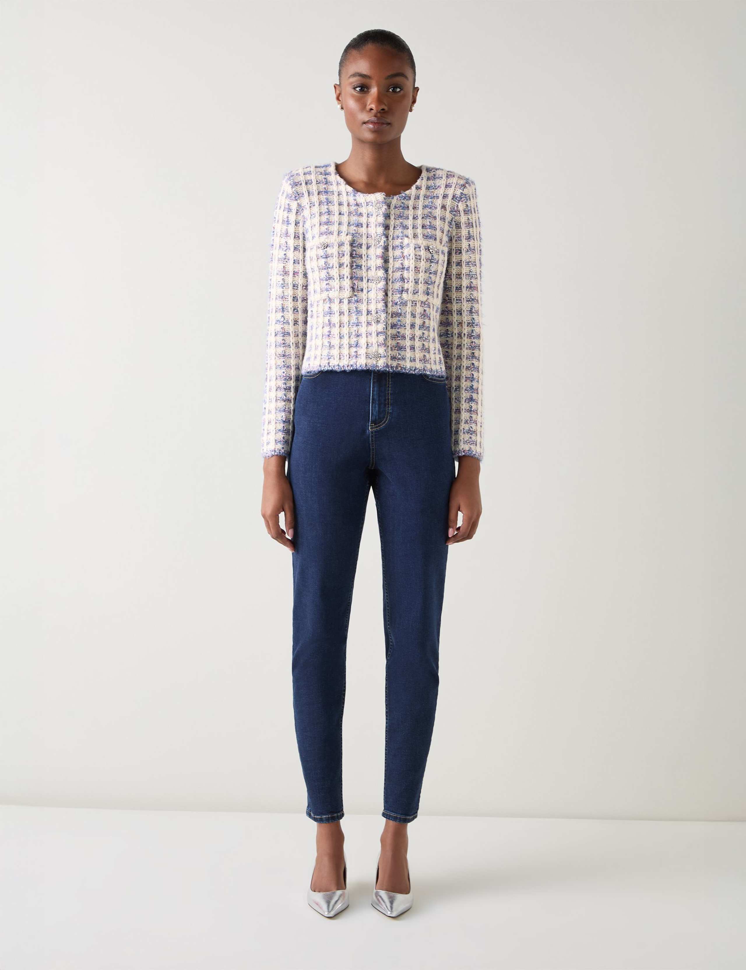 Tweed Diamante Detail Woven Cardigan 5 of 5