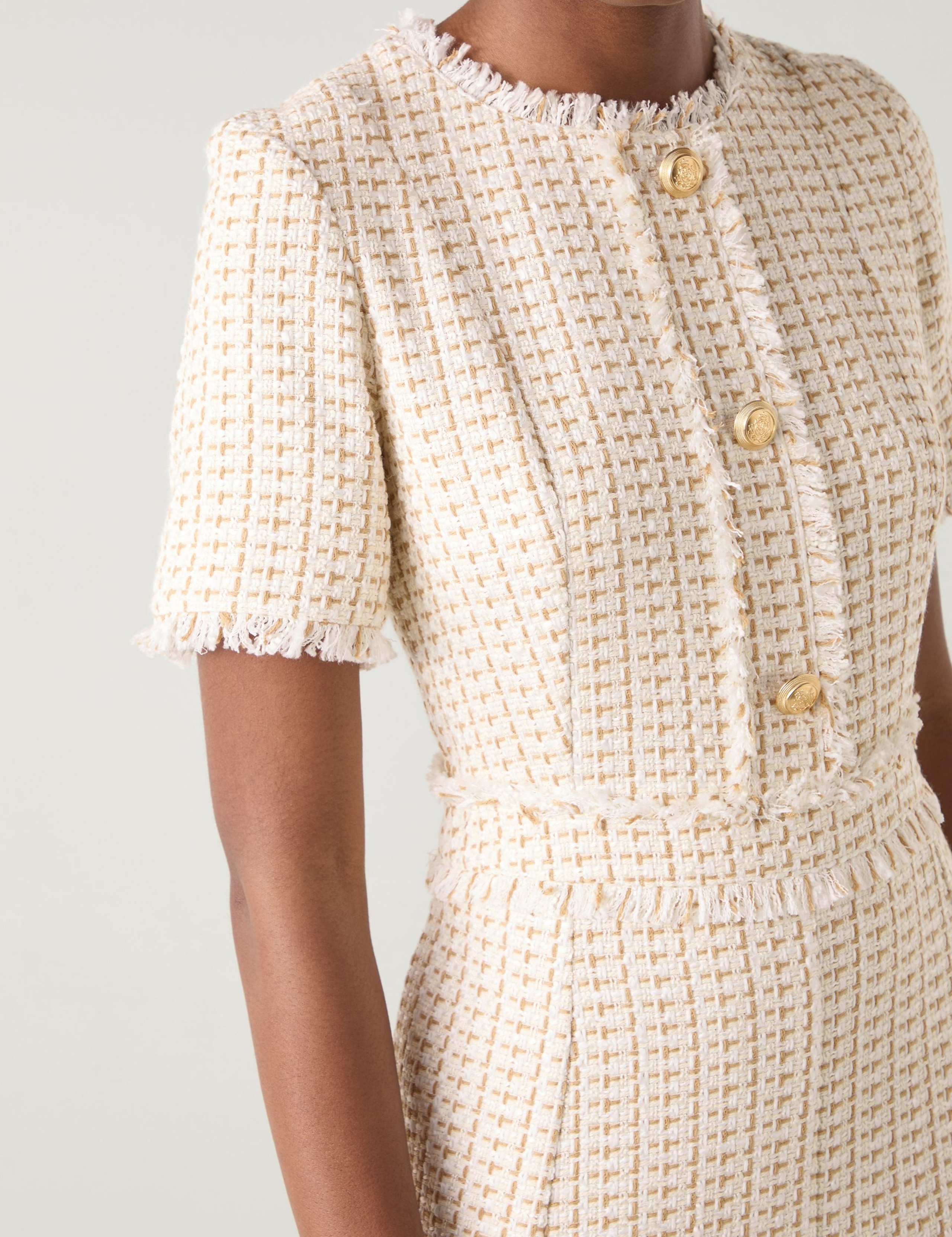 Tweed Checked Midi Skater Dress With Cotton 3 of 4