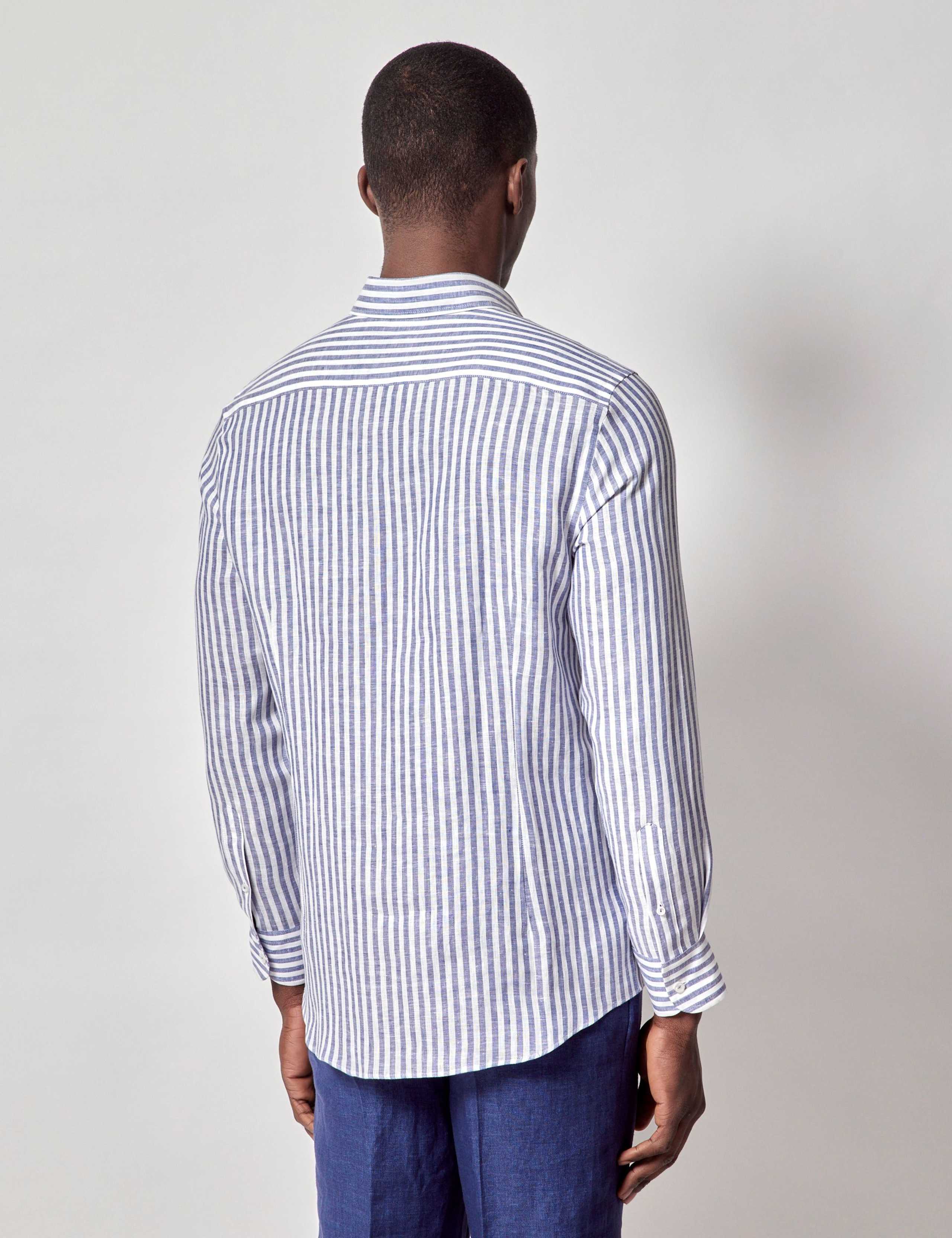 Slim Fit Pure Linen Striped Shirt 2 of 2