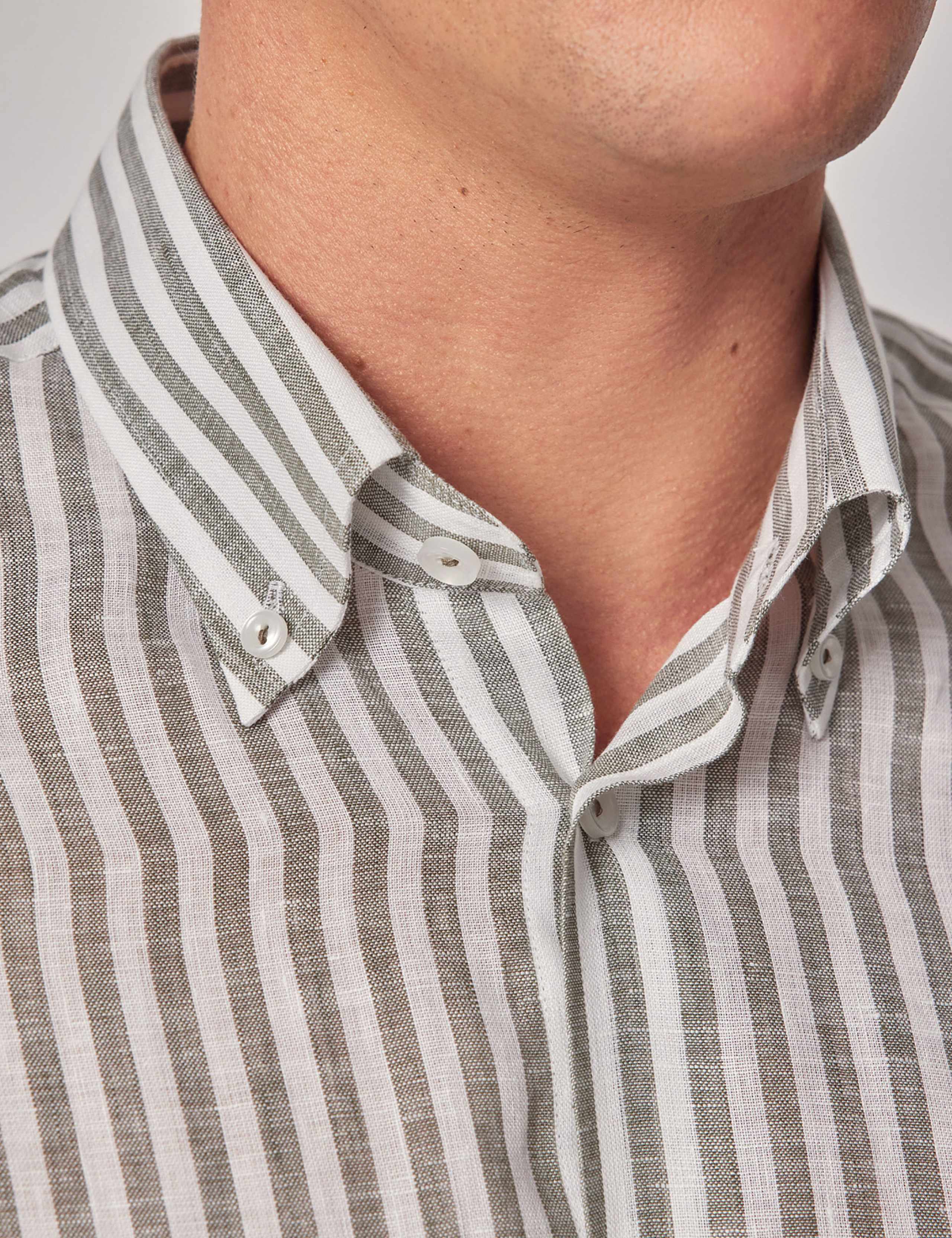 Slim Fit Pure Linen Striped Shirt 3 of 3