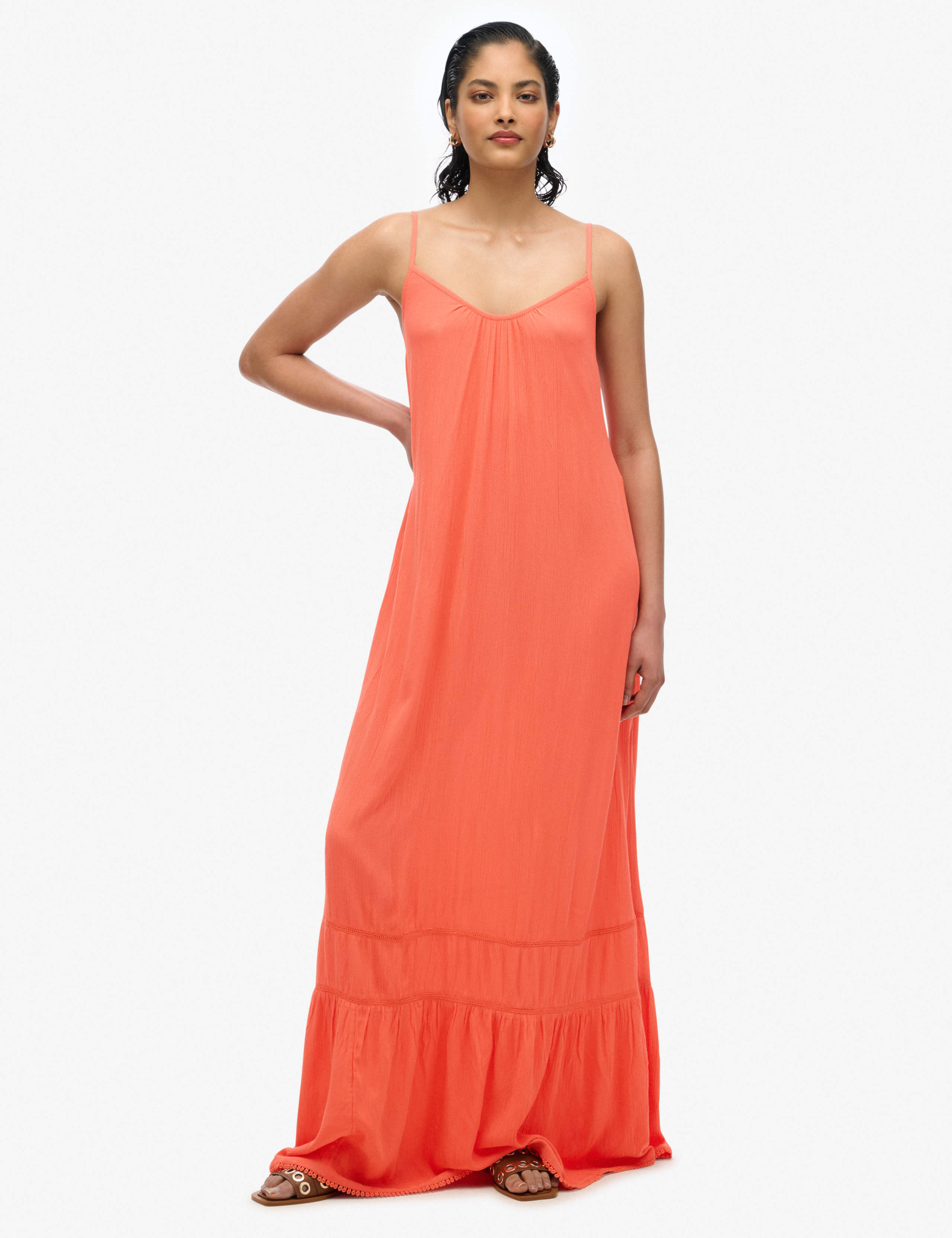 Printed Scoop Neck Strappy Maxi Beach Dress 1 of 5