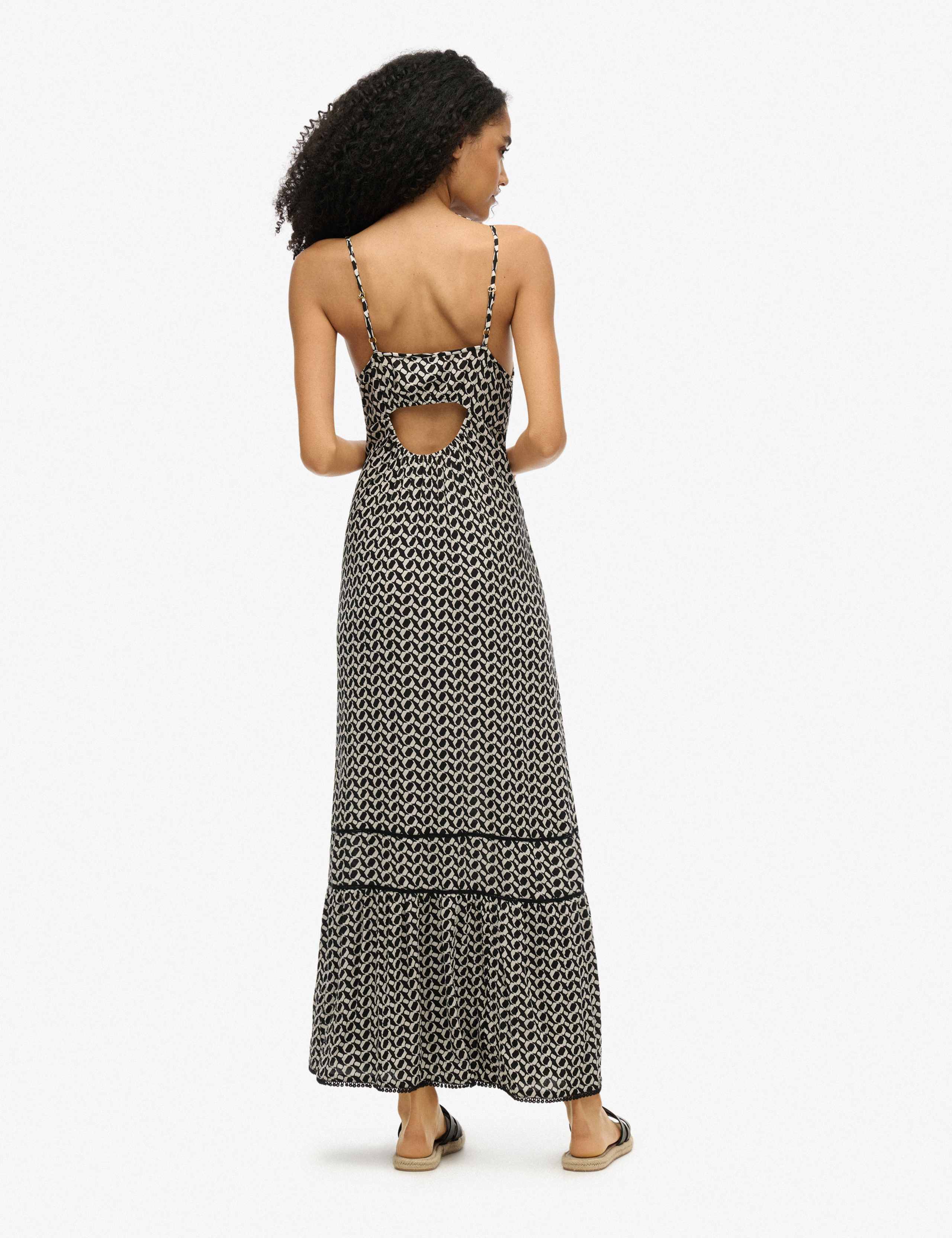 Printed Scoop Neck Strappy Maxi Beach Dress 3 of 5