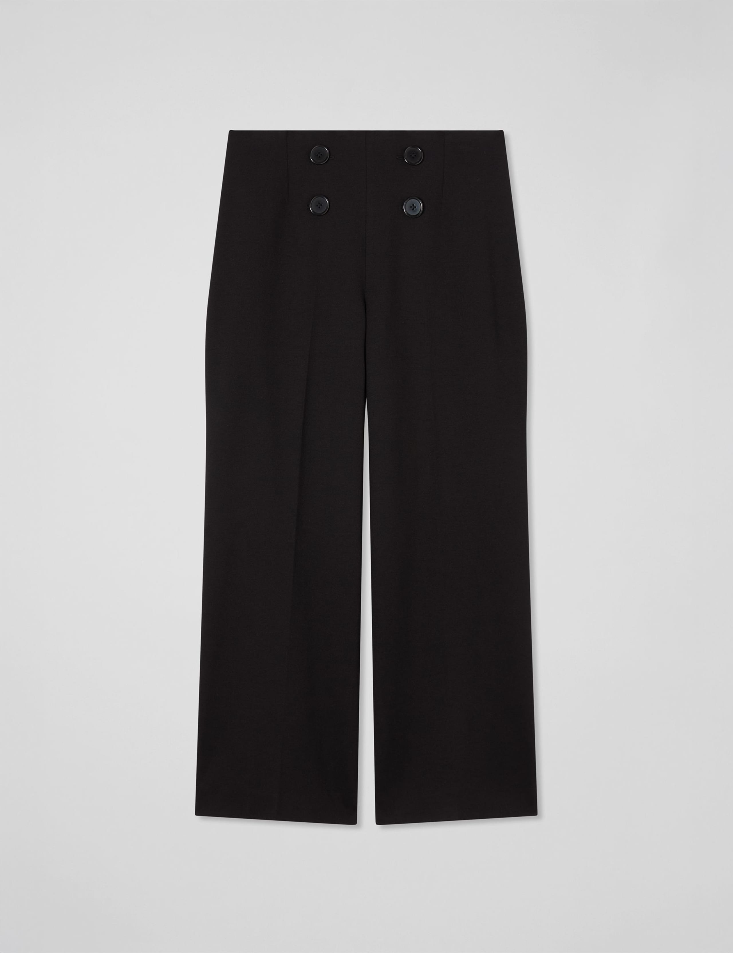 High Waisted Button Detail Cropped Trousers 2 of 4