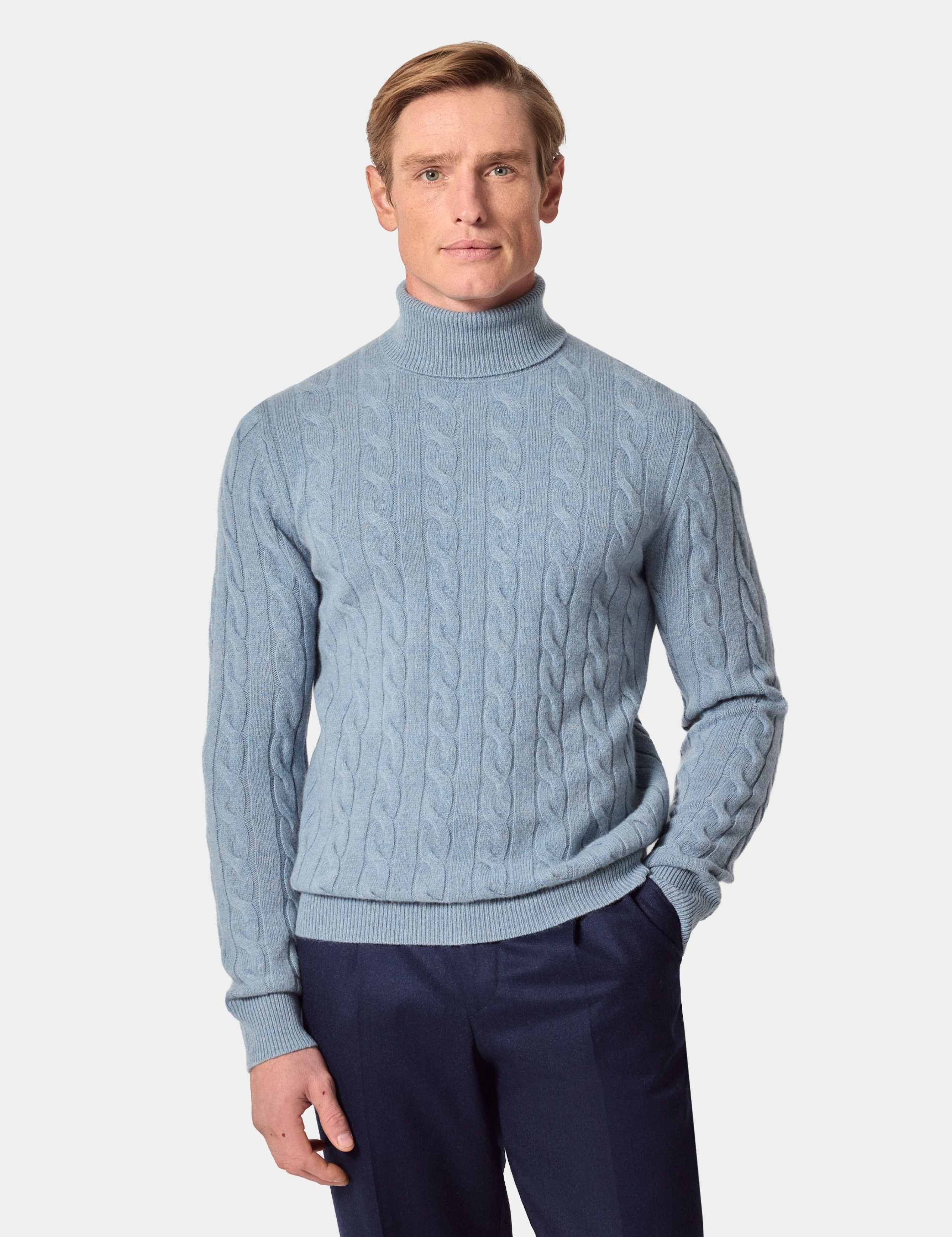 Pure Lambswool Cable Roll Neck Jumper 1 of 2