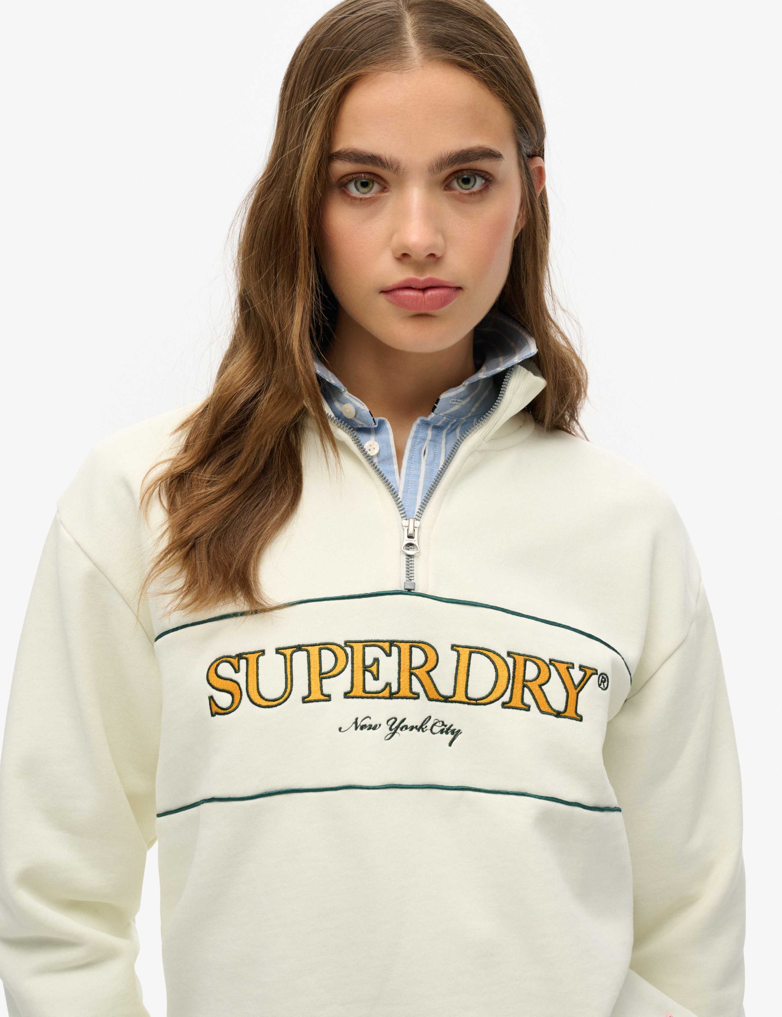 Cotton Rich Embroidered Half Zip Sweatshirt 4 of 4