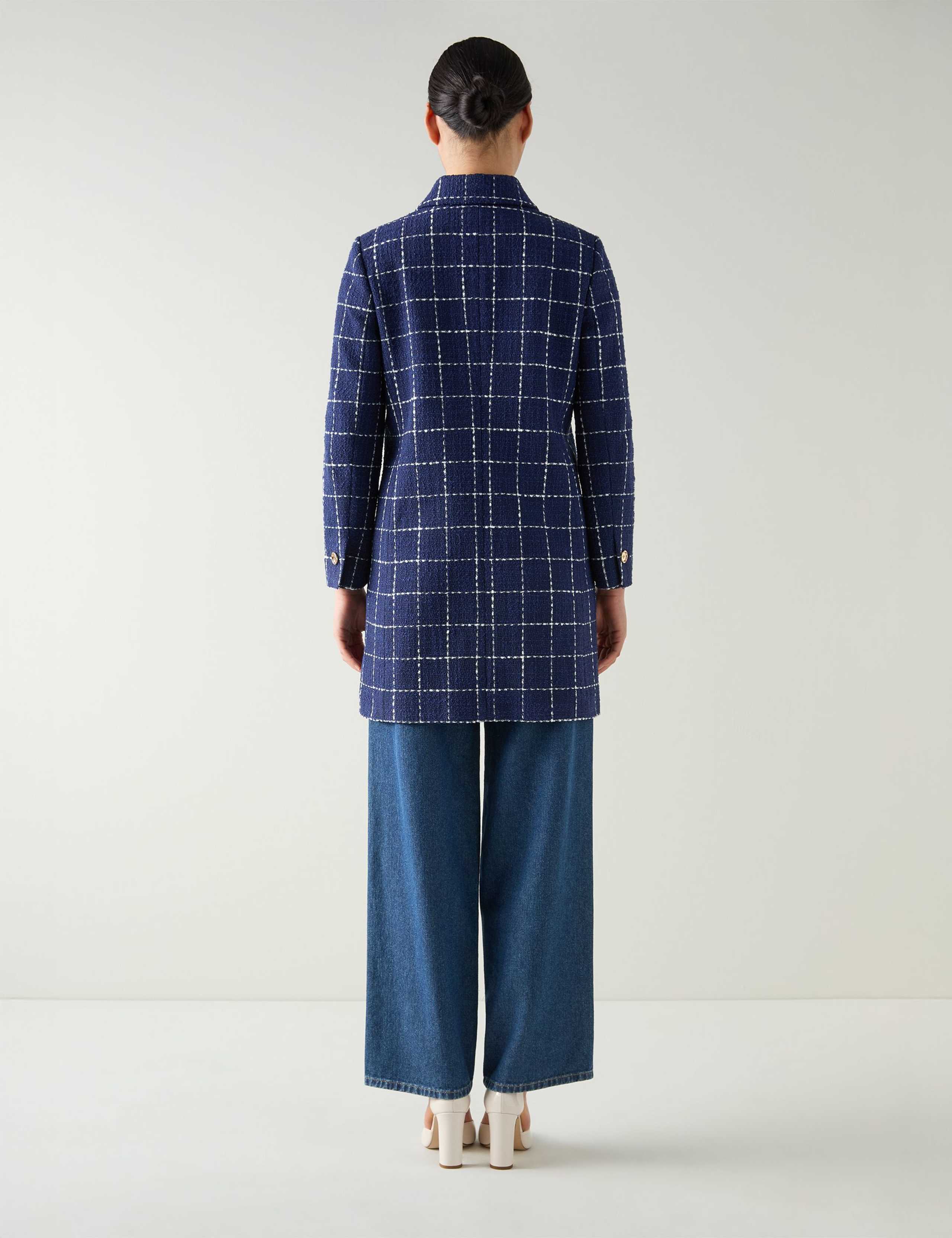 Tweed Checked Lightweight Longline Coat 4 of 5