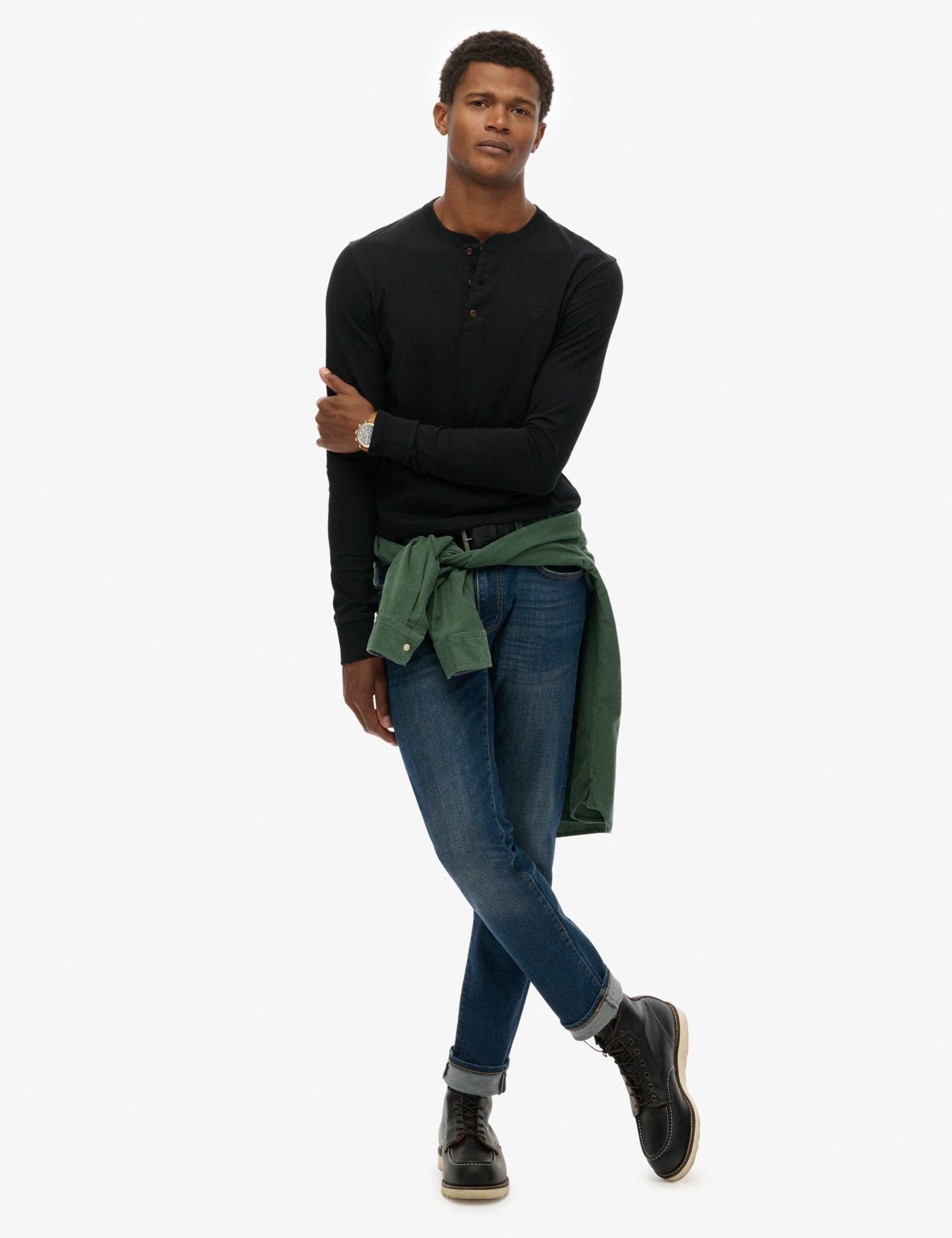 Pure Cotton Grandad Collar Long Sleeve Top 5 of 5