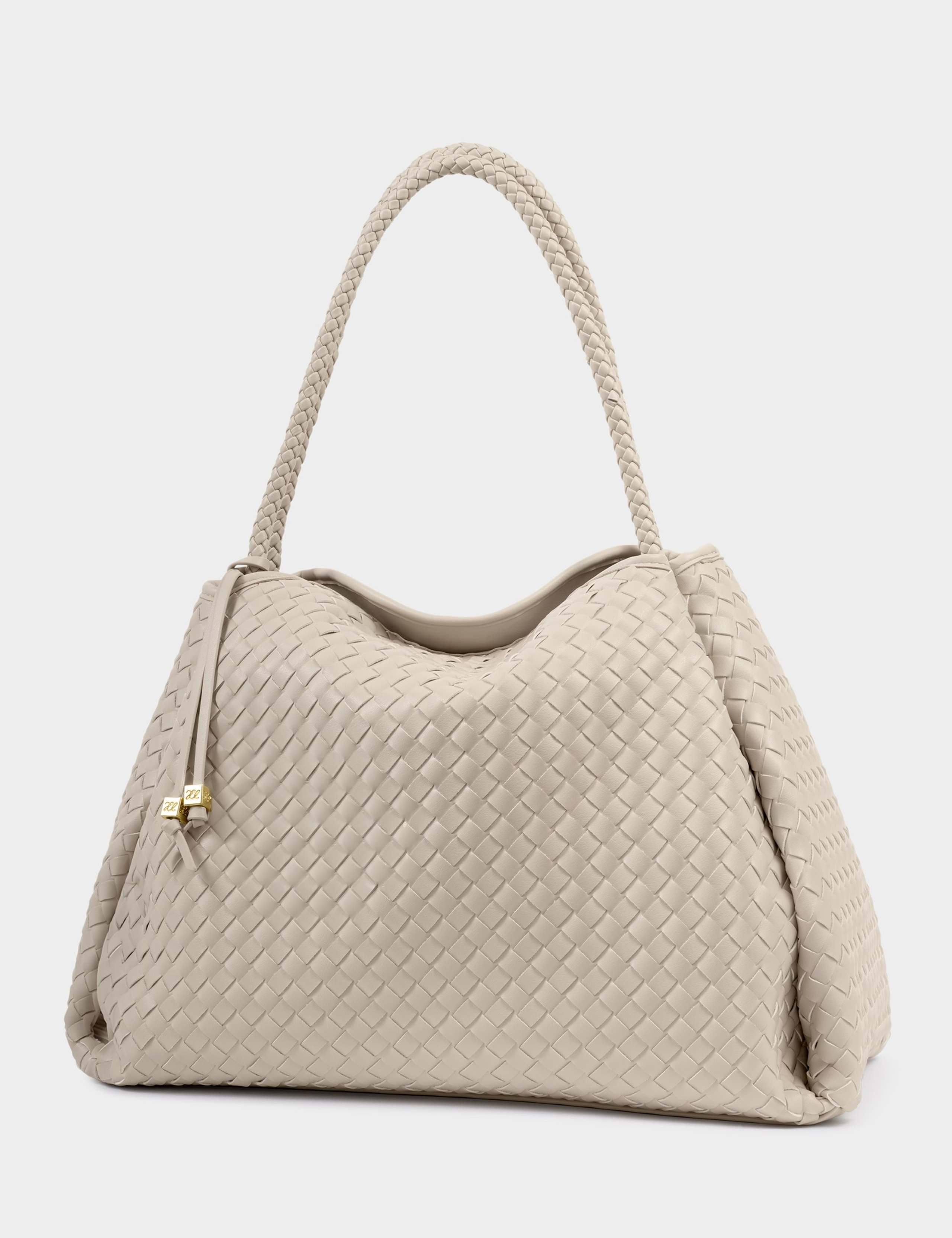 Faux Leather Hand Woven Large Shoulder Bag 3 of 6