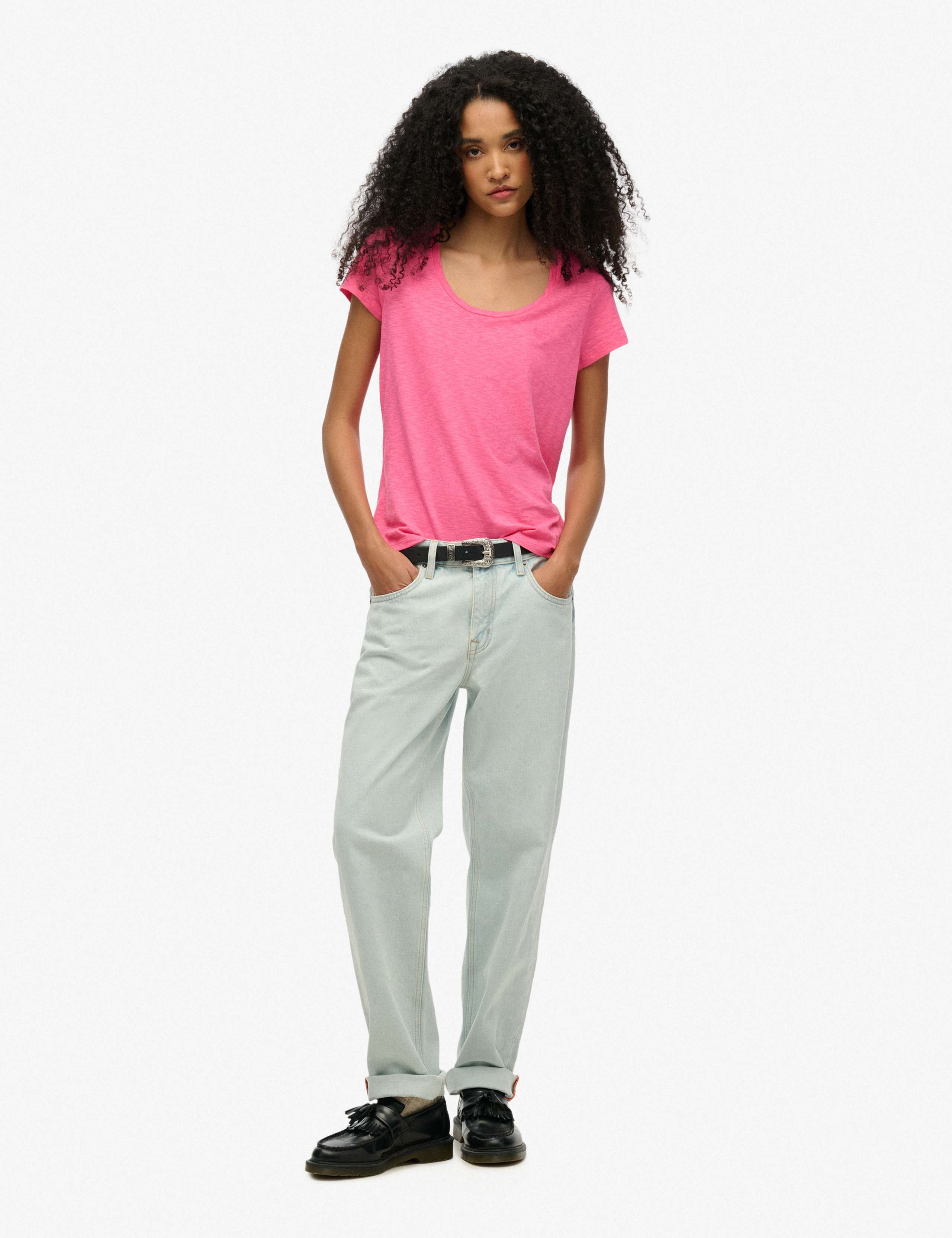 Cotton Rich Embroidered Scoop Neck T-Shirt 3 of 6
