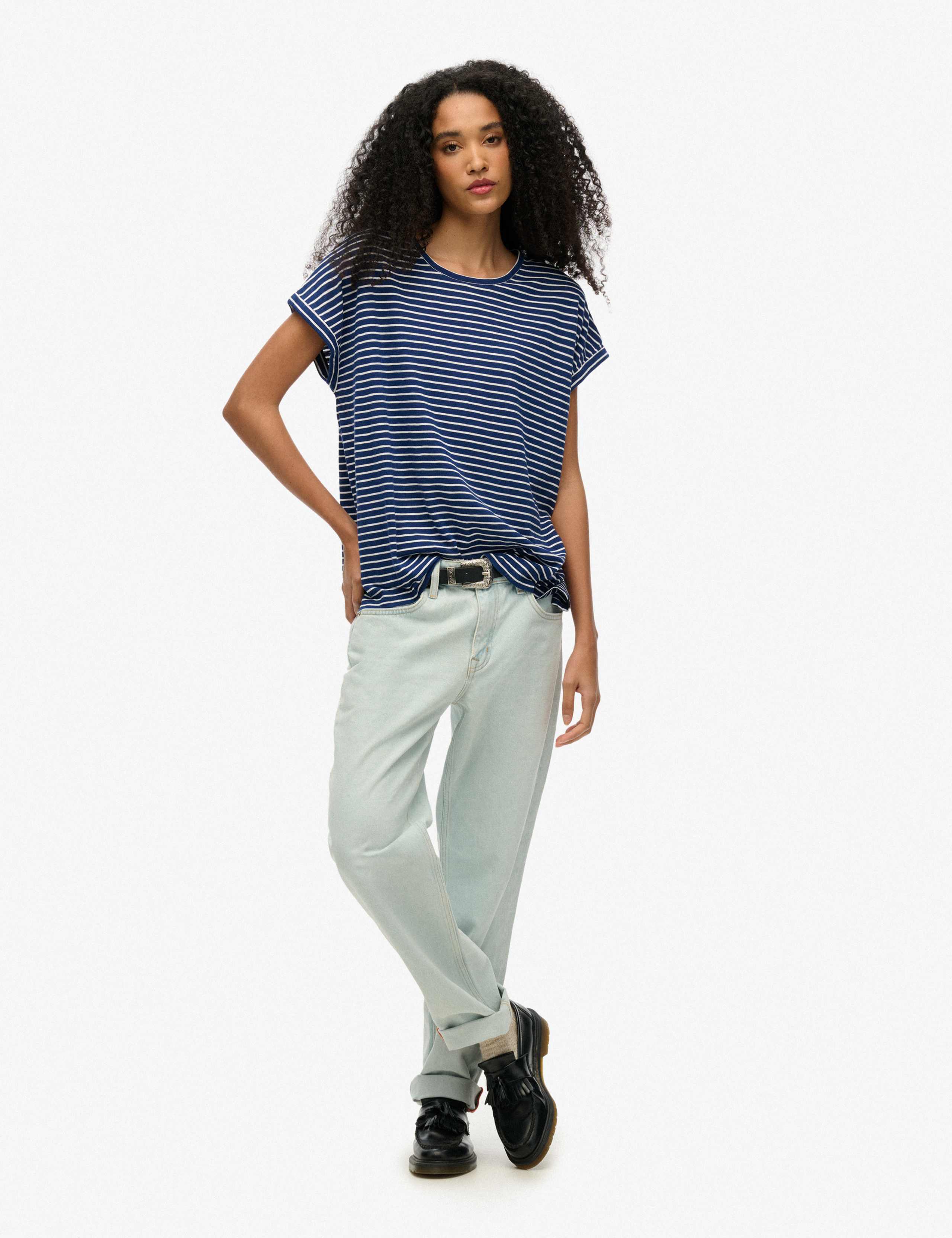 Cotton Rich Striped Scoop Neck T-Shirt 3 of 6