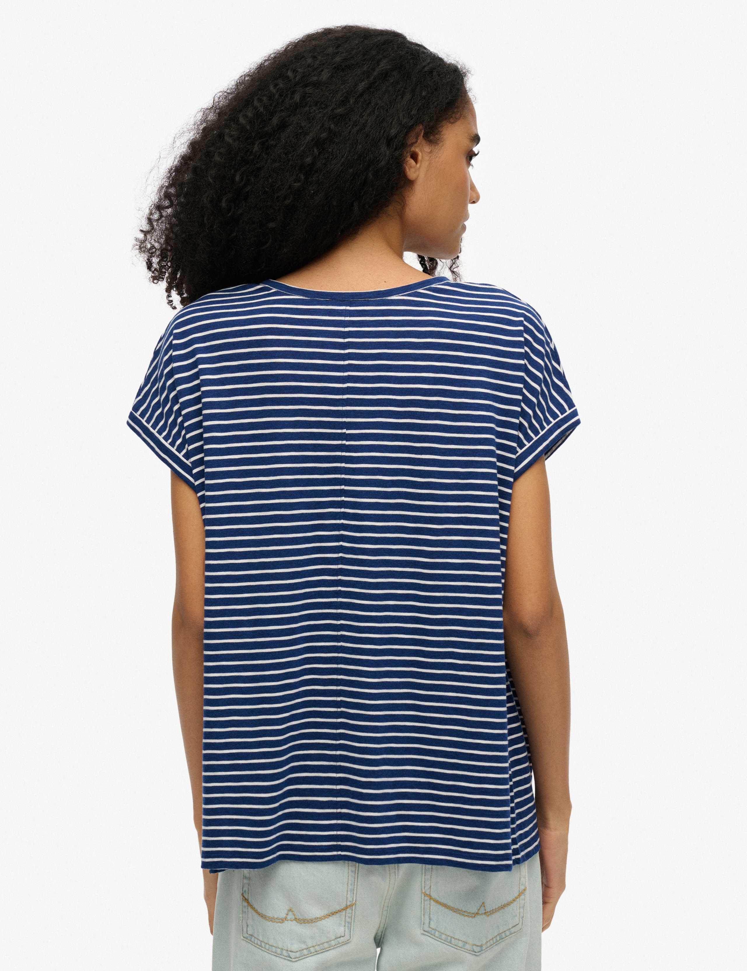 Cotton Rich Striped Scoop Neck T-Shirt 4 of 6
