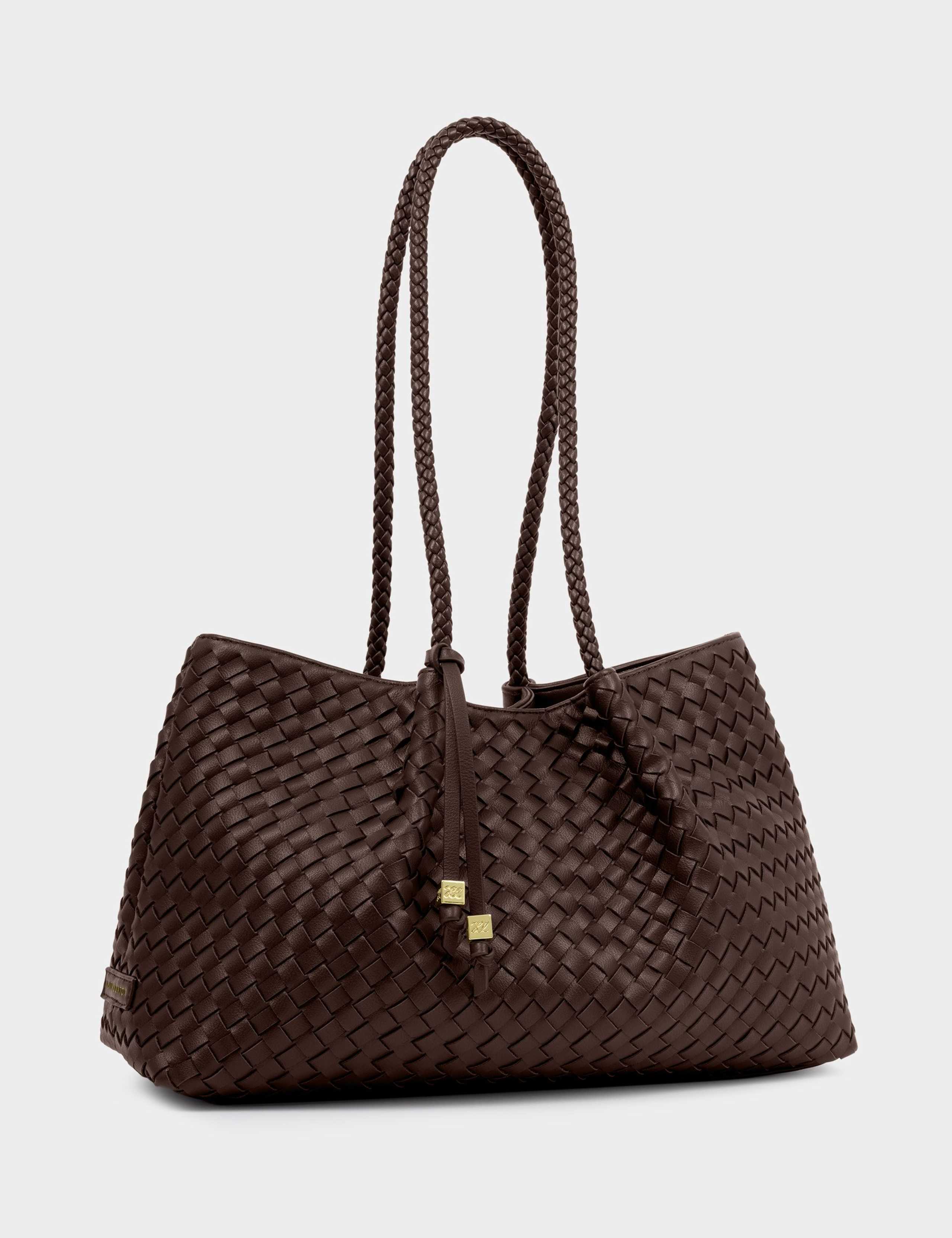 Faux Leather Woven Tote Shoulder Bag 3 of 6
